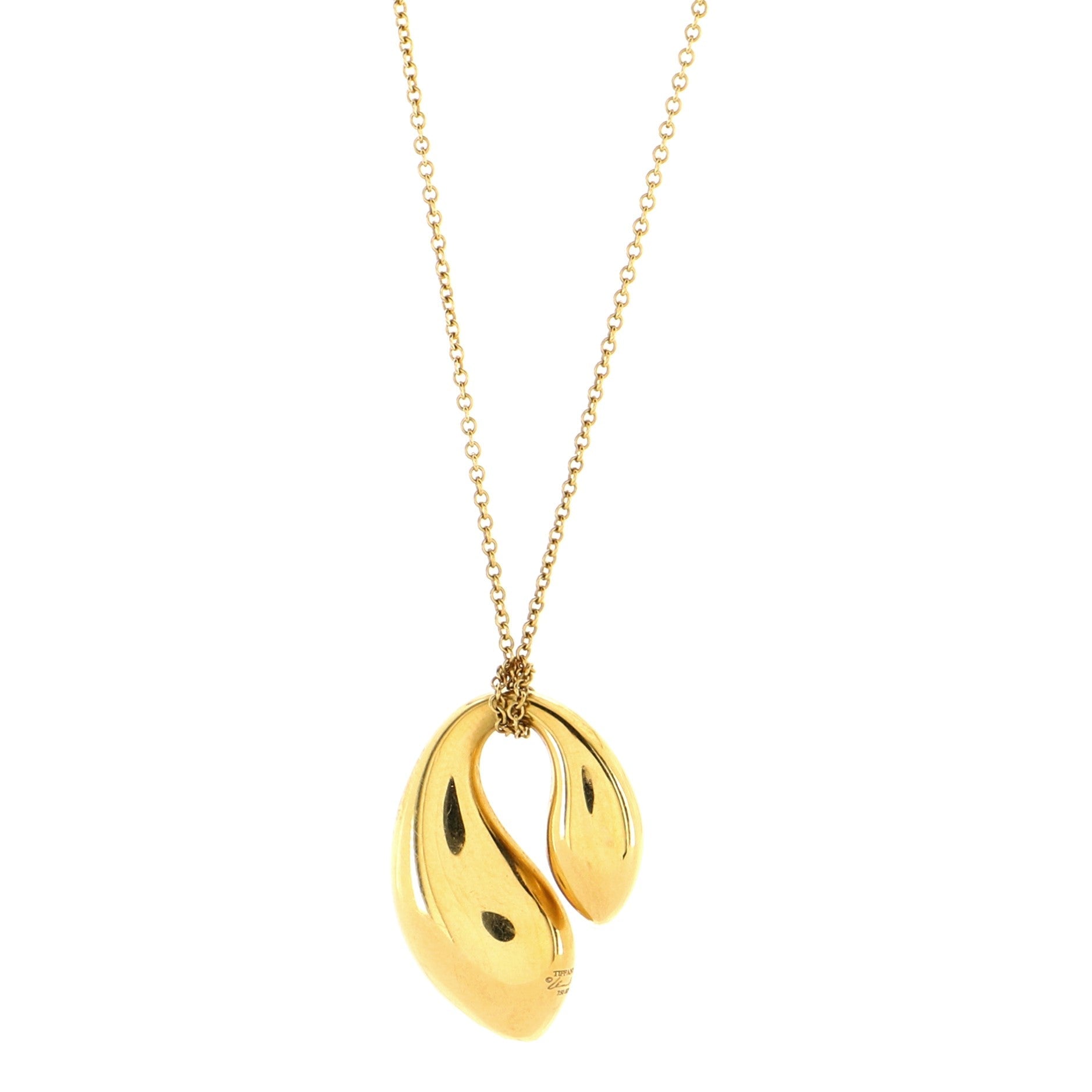 Double Teardrop Necklace 18K Yellow Gold