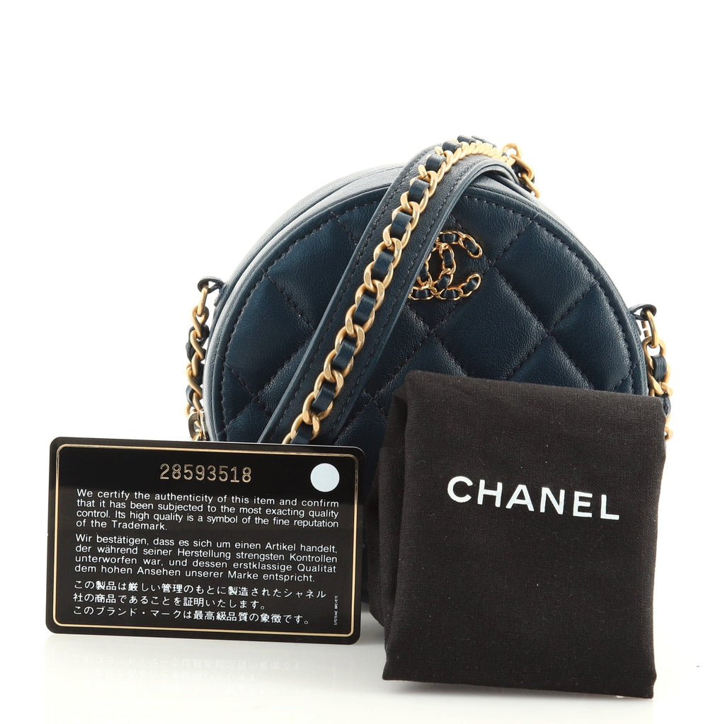 Chain Infinity Round Clutch with Chain Quilted Lambskin