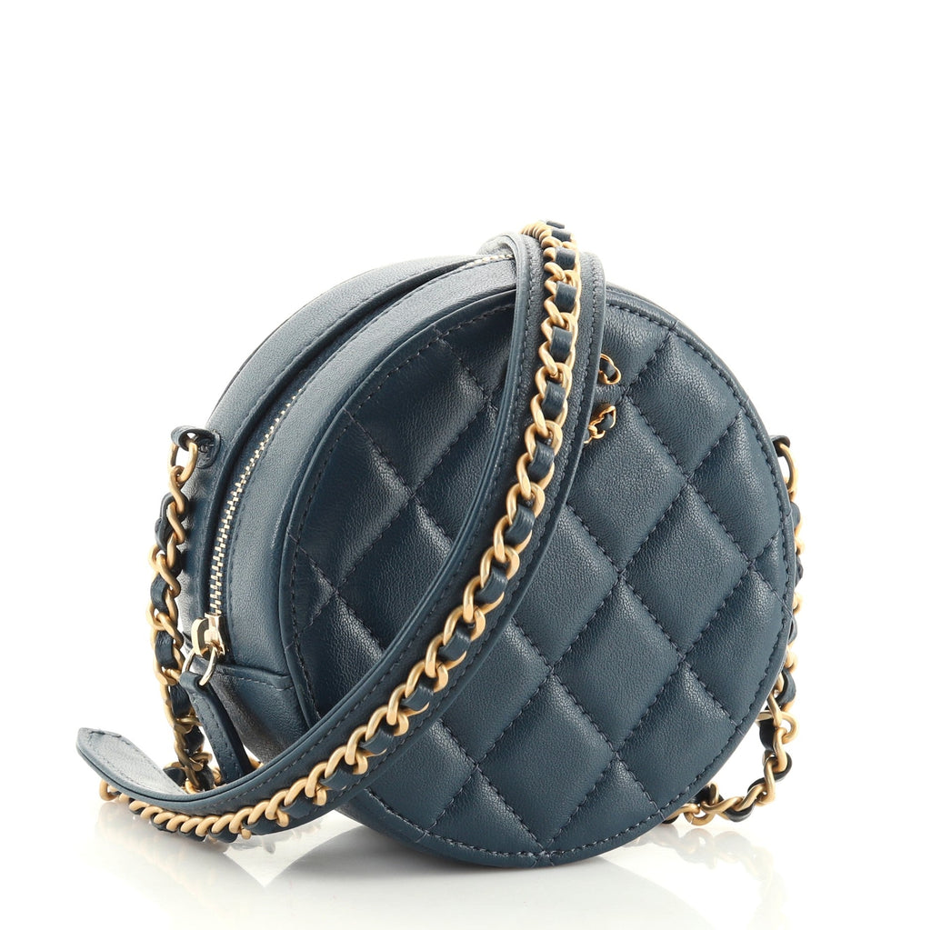 Chain Infinity Round Clutch with Chain Quilted Lambskin