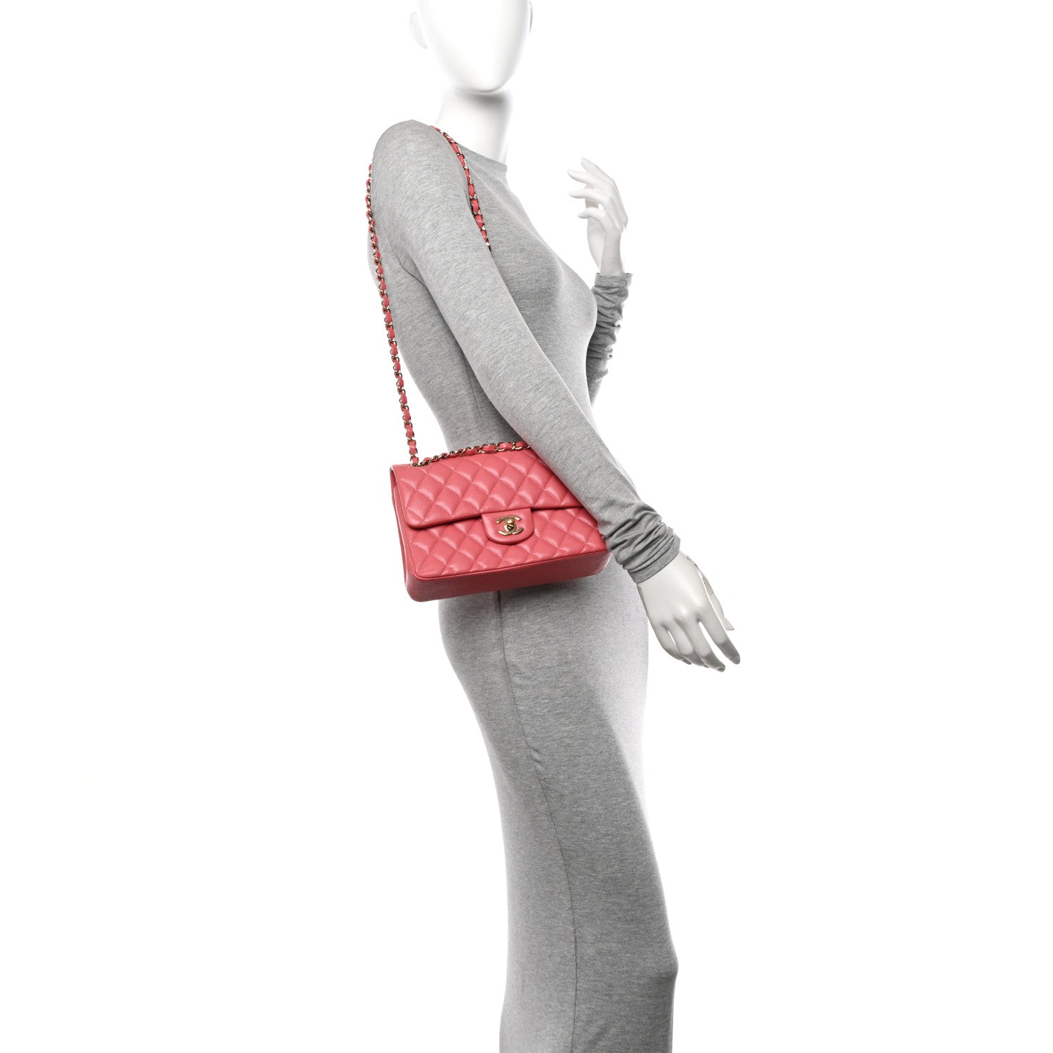 Caviar Quilted Small Double Flap Pink
