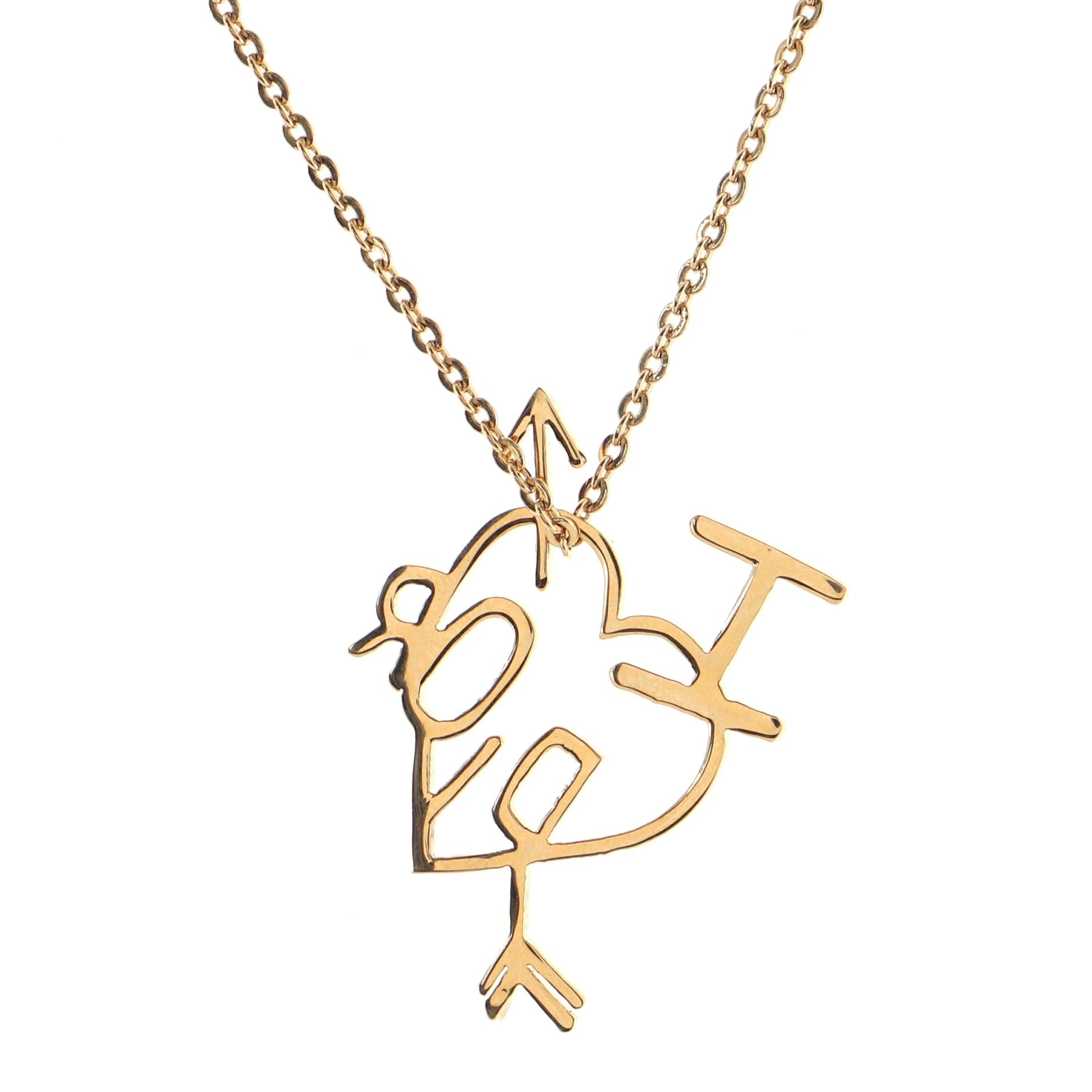 Heart and Arrow Pendant Necklace Metal