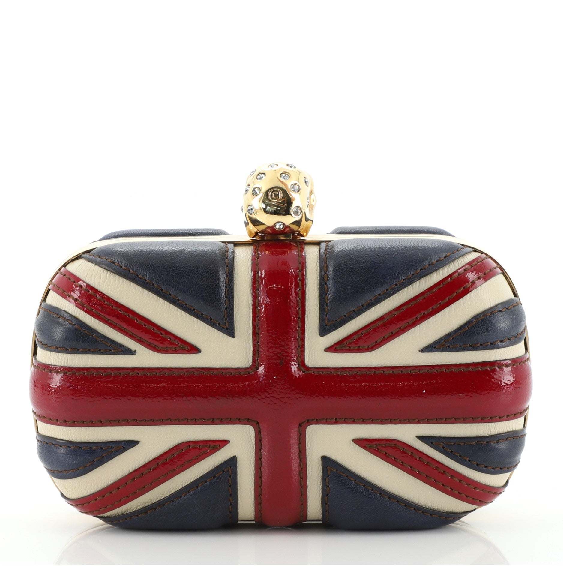 Britannia Skull Box Clutch Leather Small