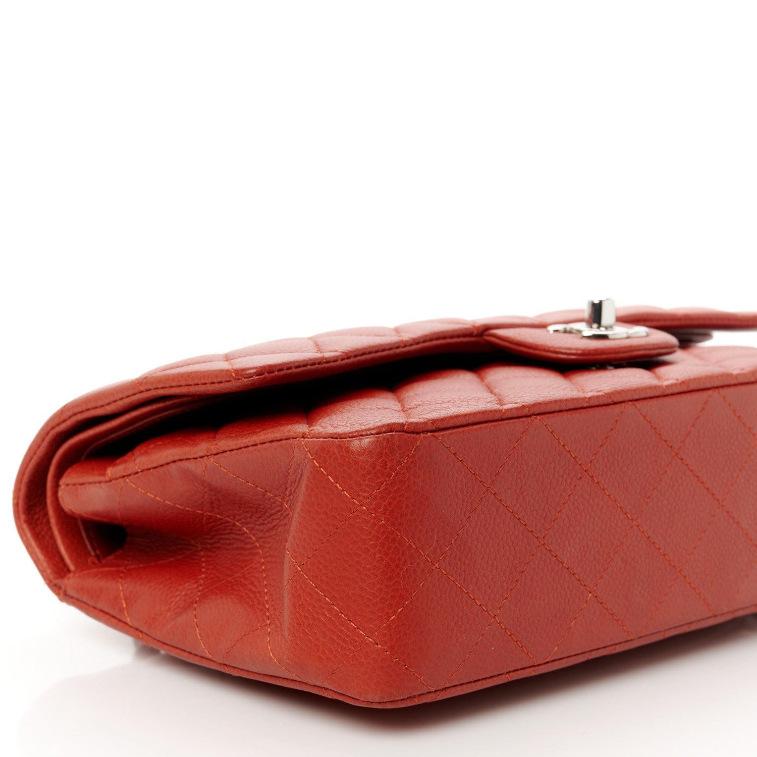 Caviar Quilted Medium Double Flap Red