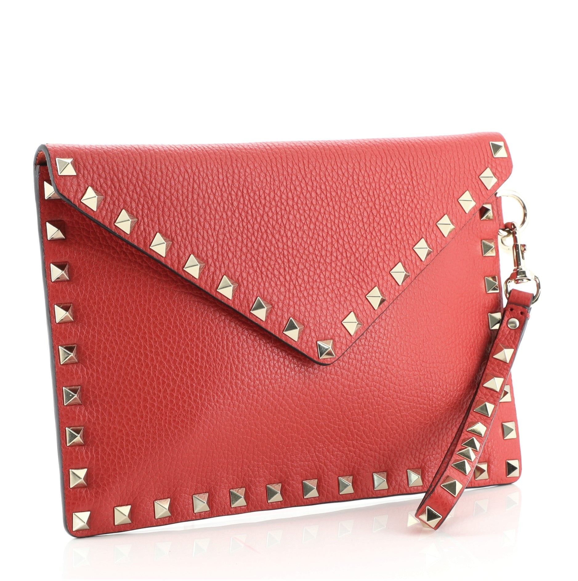 Rockstud Envelope Wristlet Clutch Leather Small