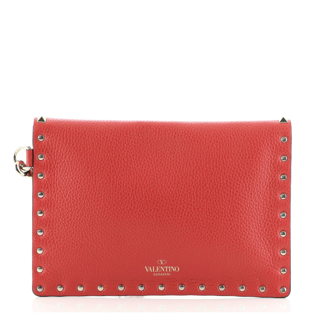 Rockstud Envelope Wristlet Clutch Leather Small