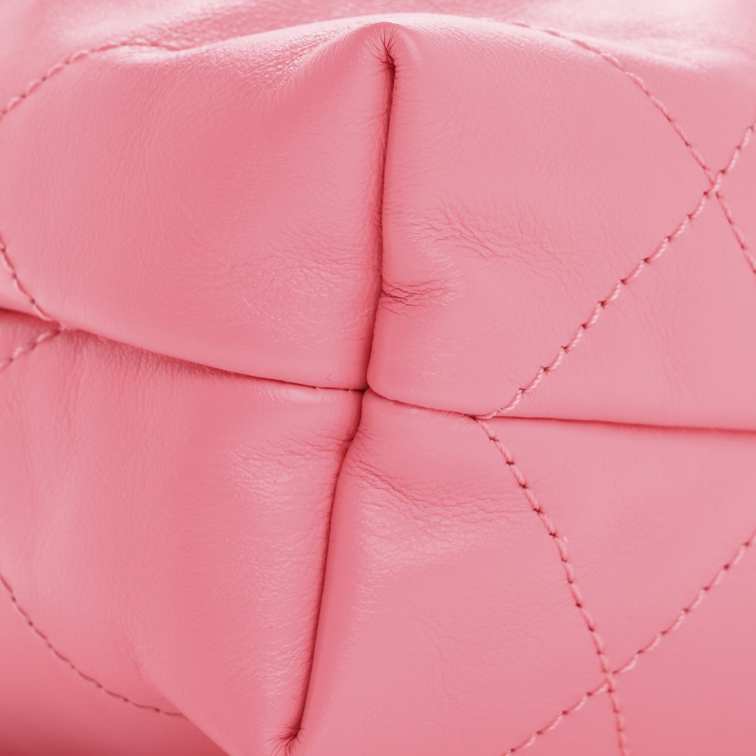 Shiny Calfskin Quilted Rainbow Metal Mini Chanel 22 Coral Pink