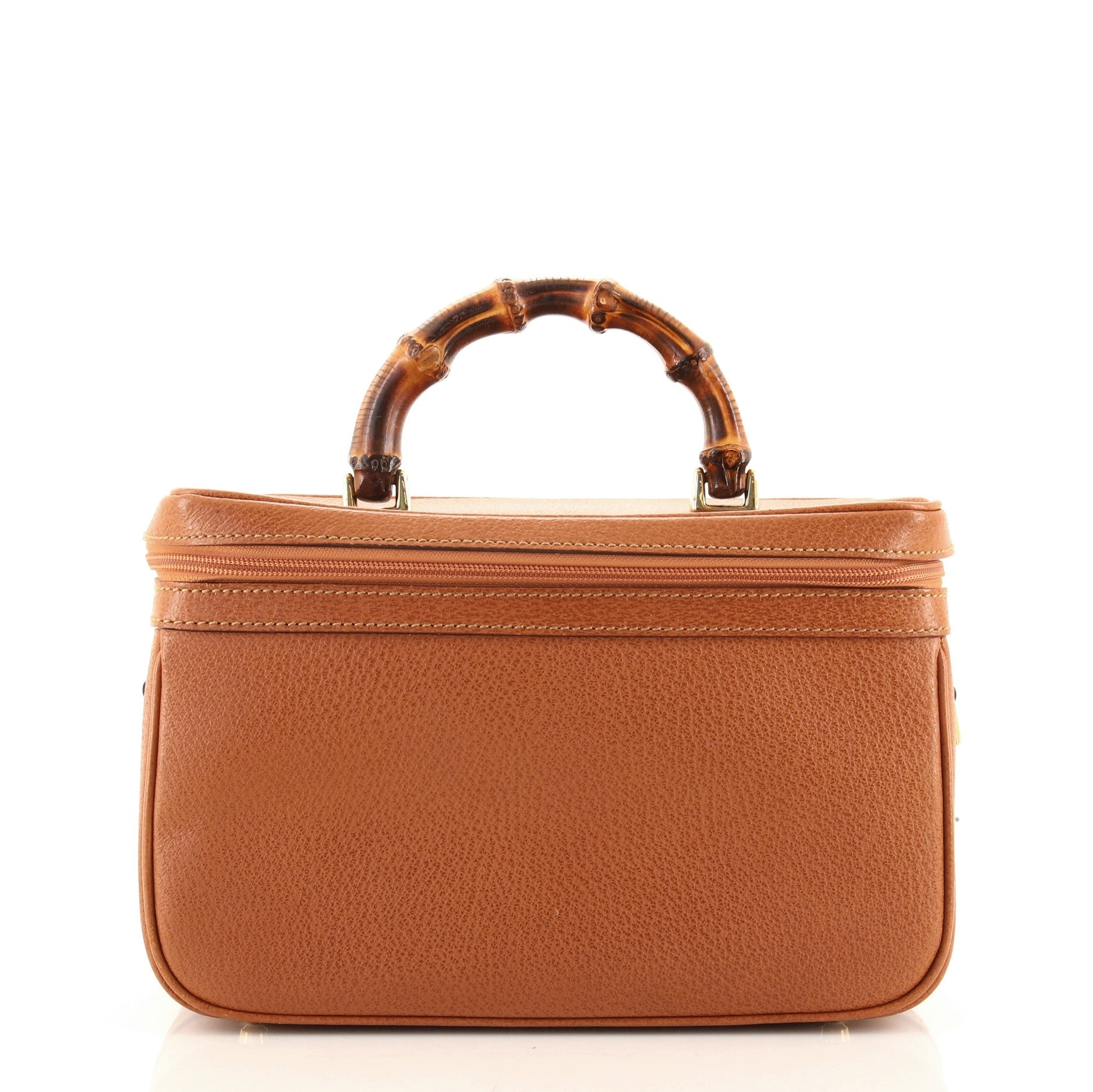 Vintage Bamboo Vanity Case Leather Medium