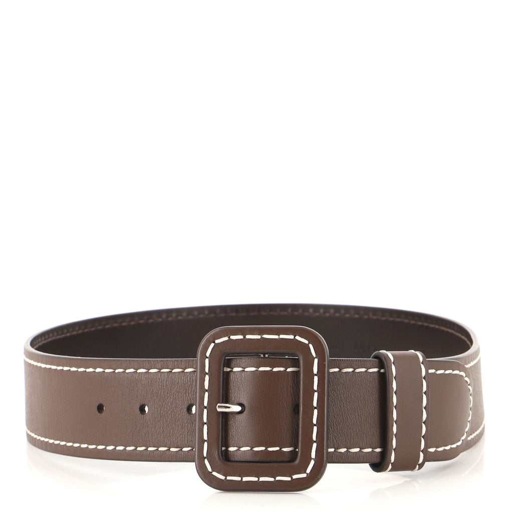 Contrast Stitch Buckle Belt Leather Wide 80