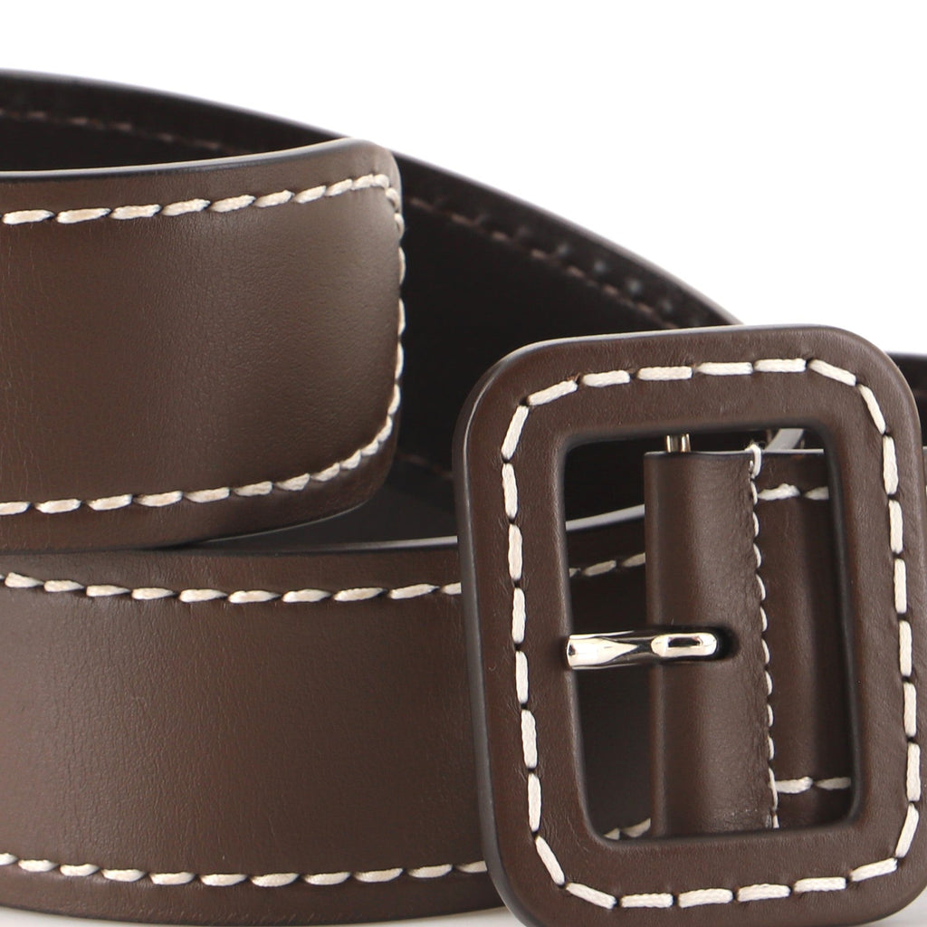 Contrast Stitch Buckle Belt Leather Wide 80