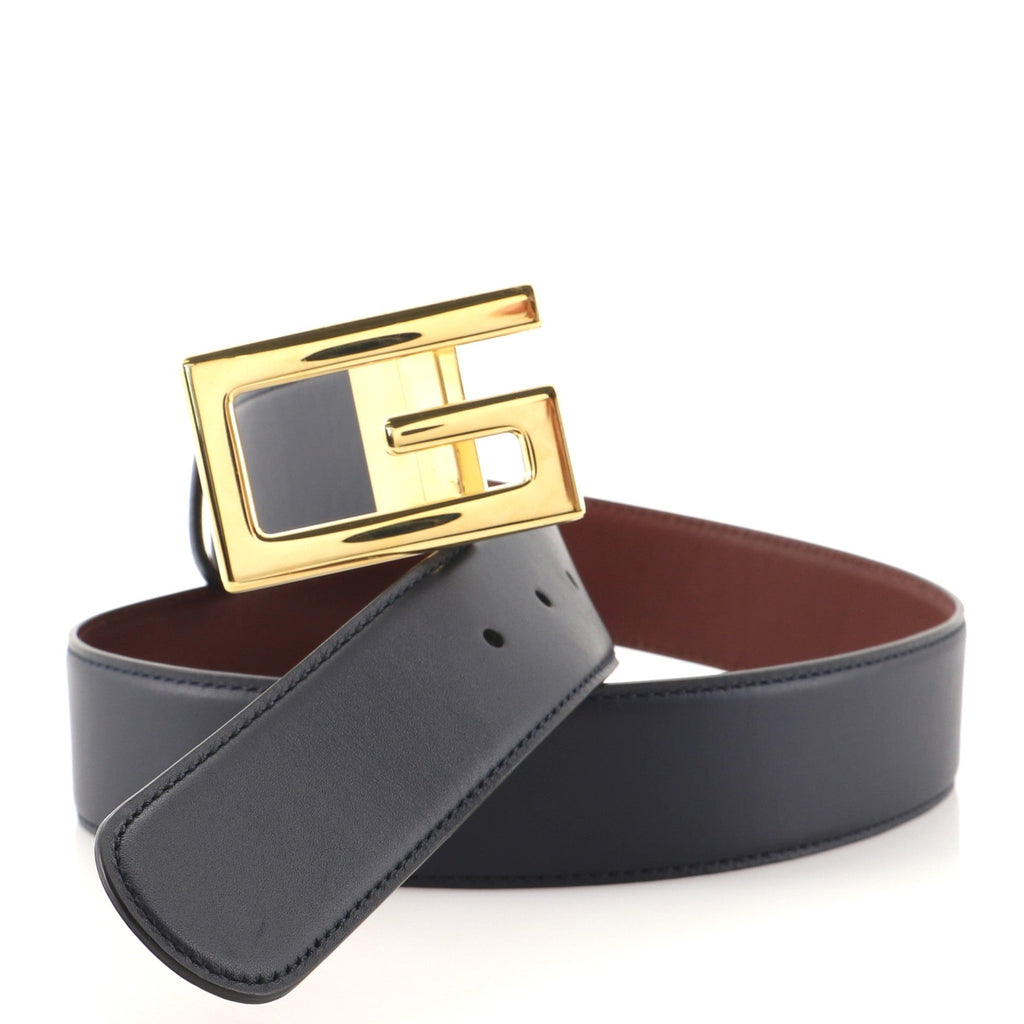 Square G Buckle Reversible Belt Leather Medium 85