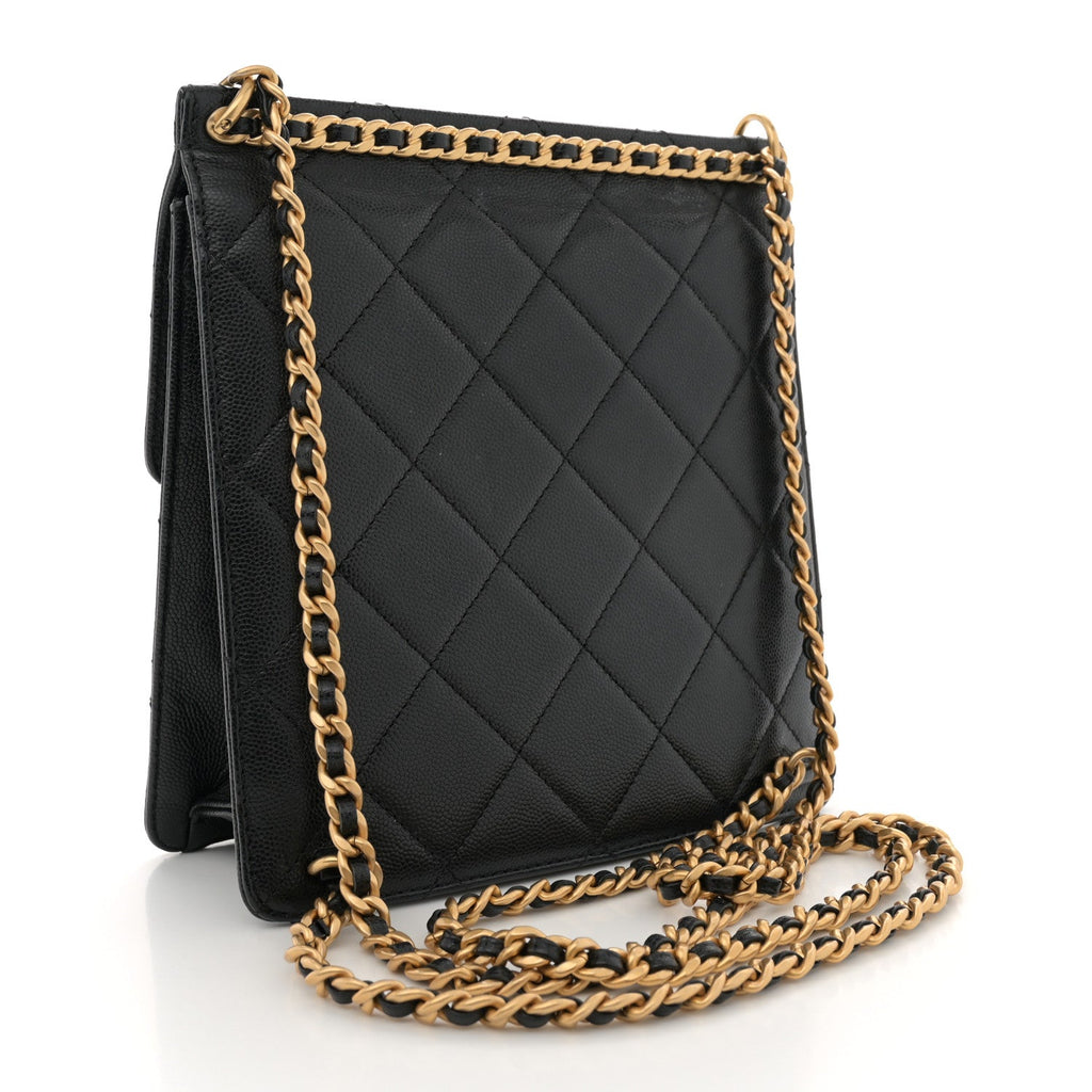 Caviar Quilted Chain Backpack Black
