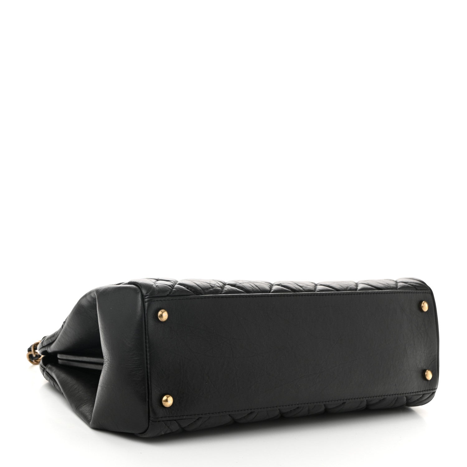 Aged Calfskin Large Just Mademoiselle Bowling Bag Black