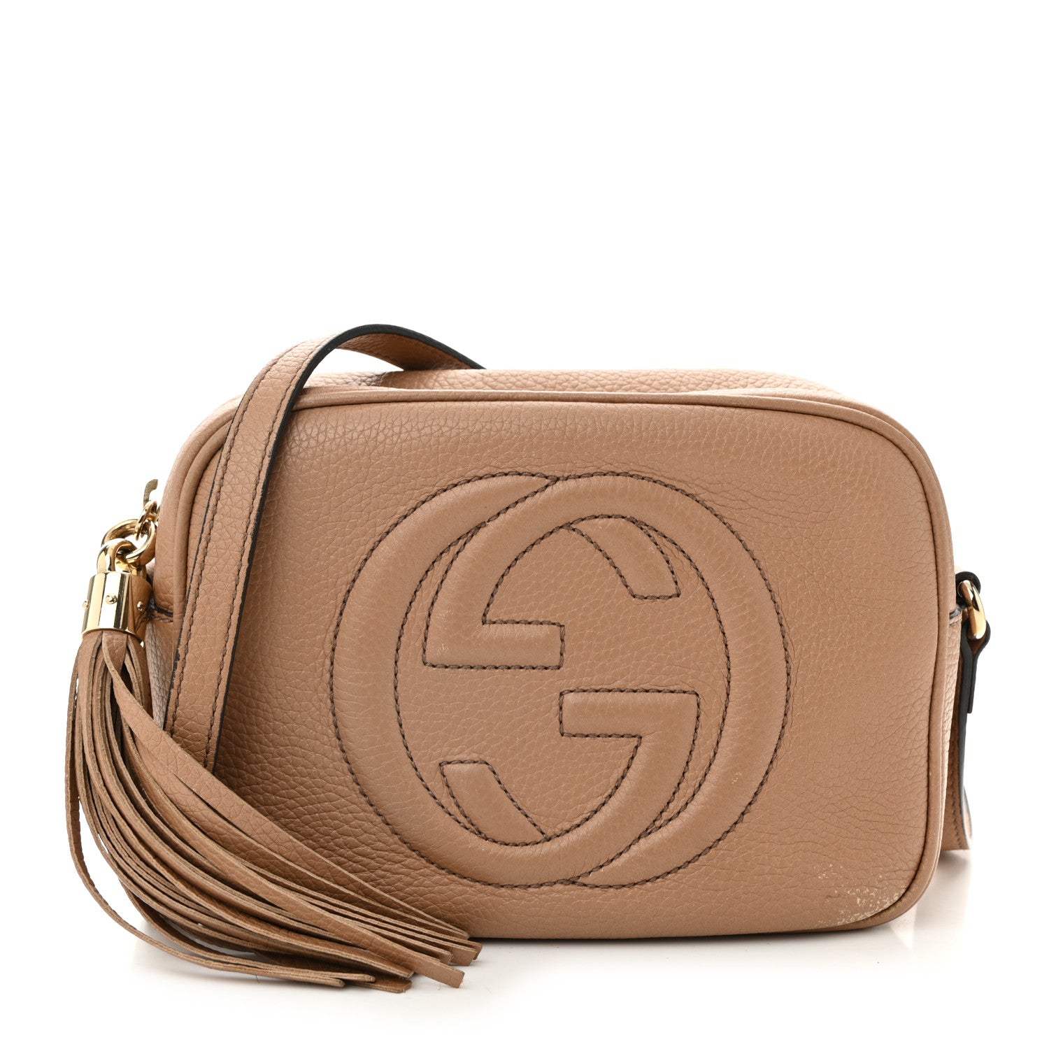 Pebbled Calfskin Small Soho Disco Bag Camelia