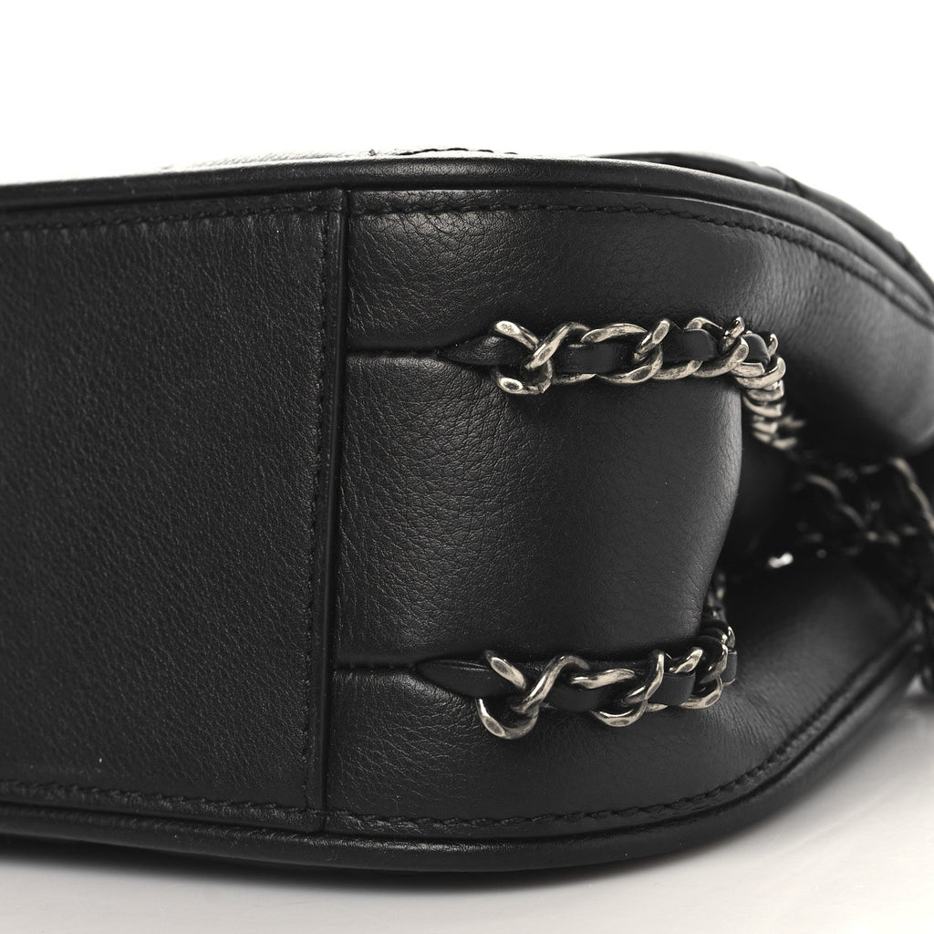 Calfskin Quilted Small Frame In Chain Flap Black