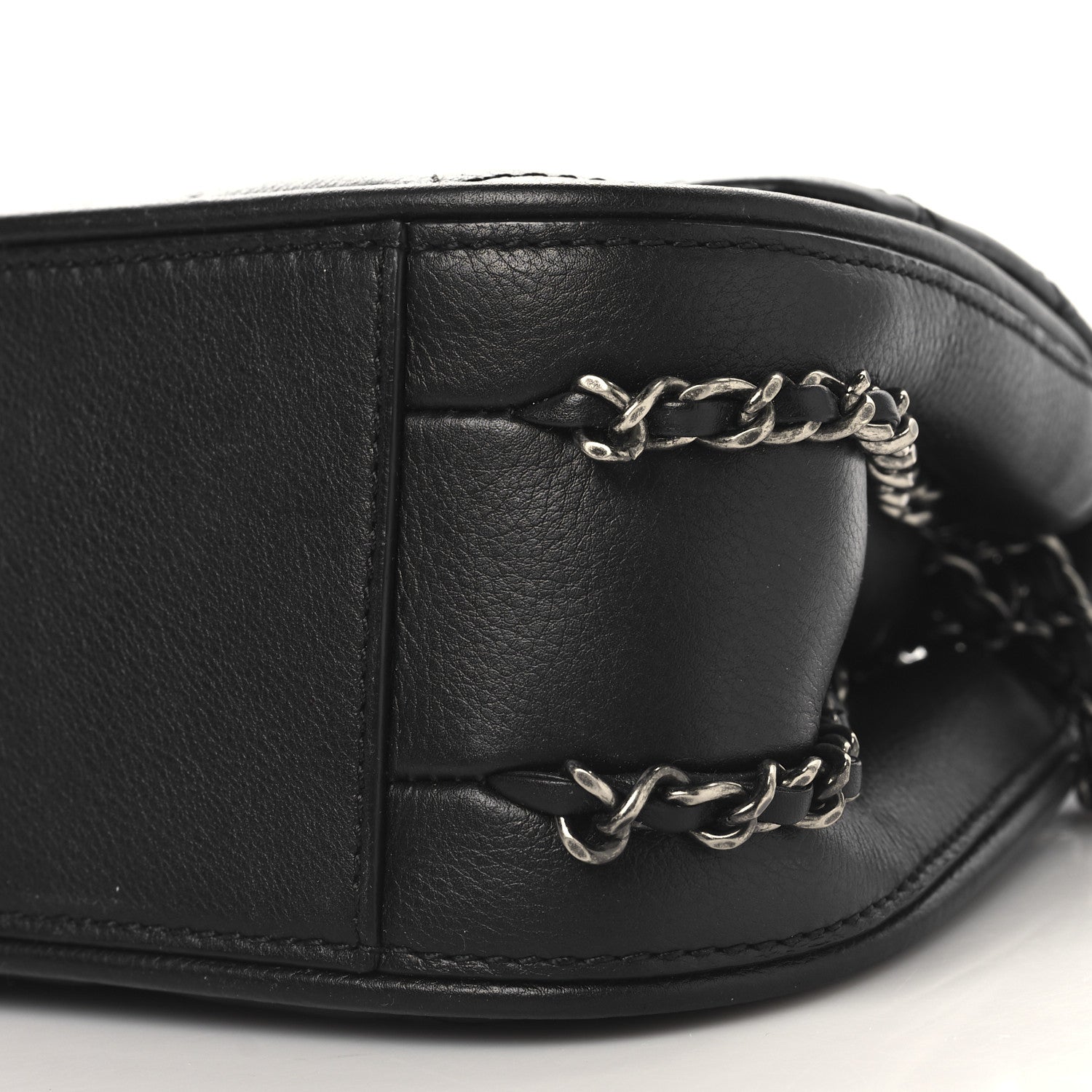 Calfskin Quilted Small Frame In Chain Flap Black