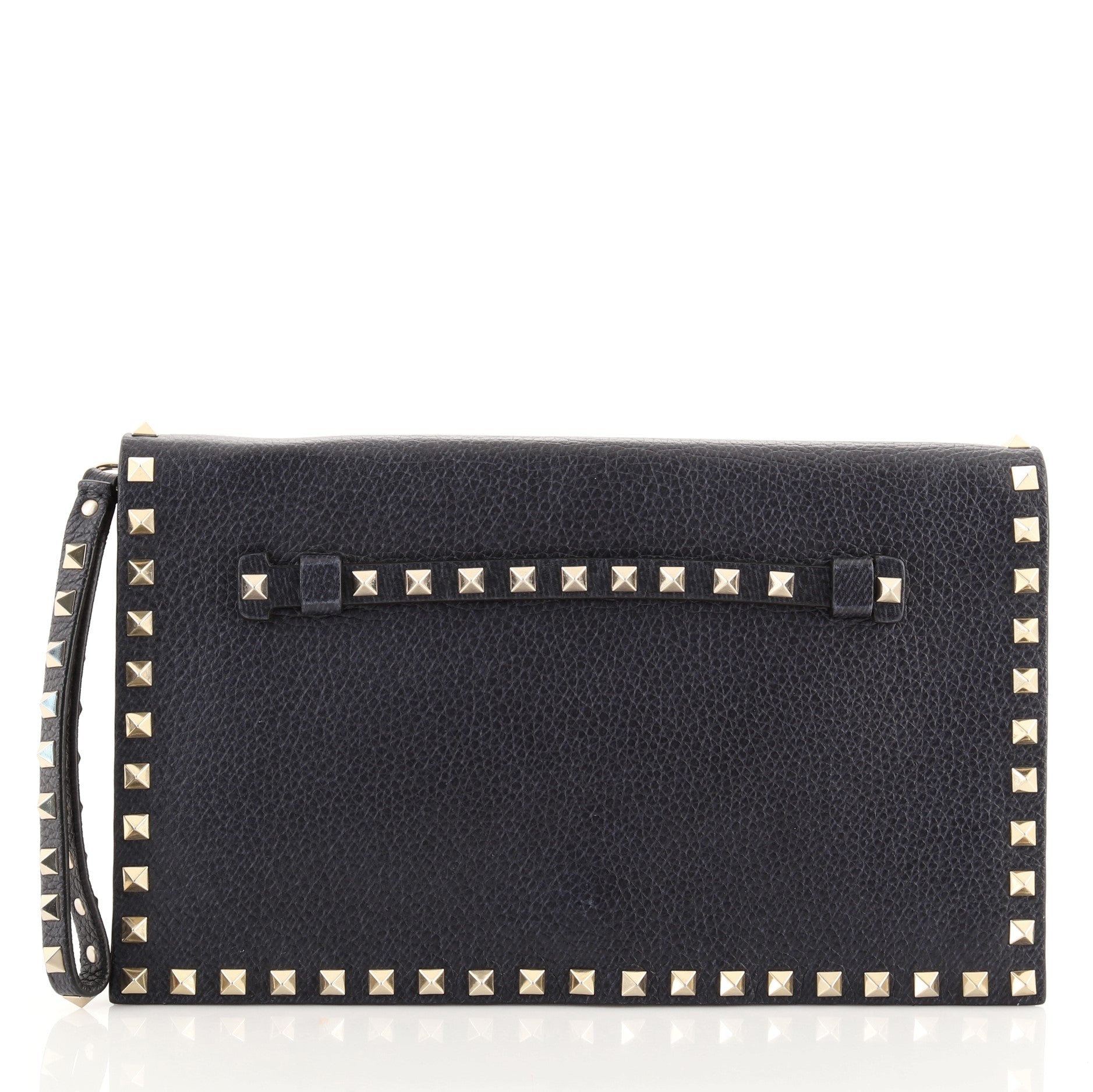 Rockstud Flap Clutch Leather