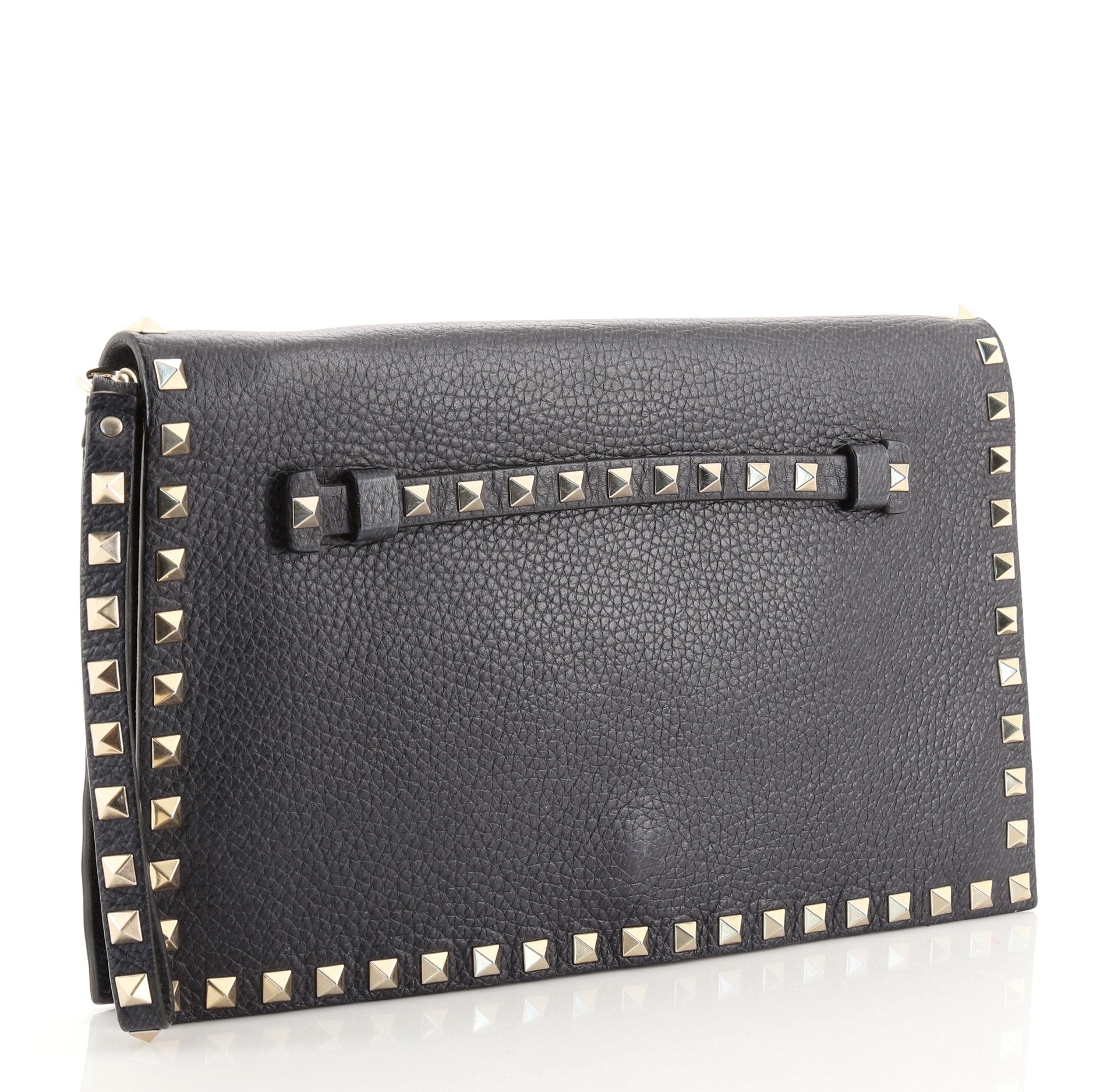 Rockstud Flap Clutch Leather