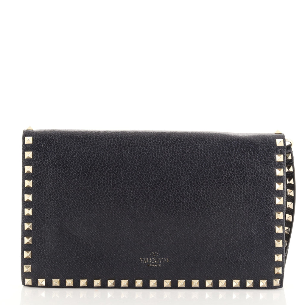 Rockstud Flap Clutch Leather