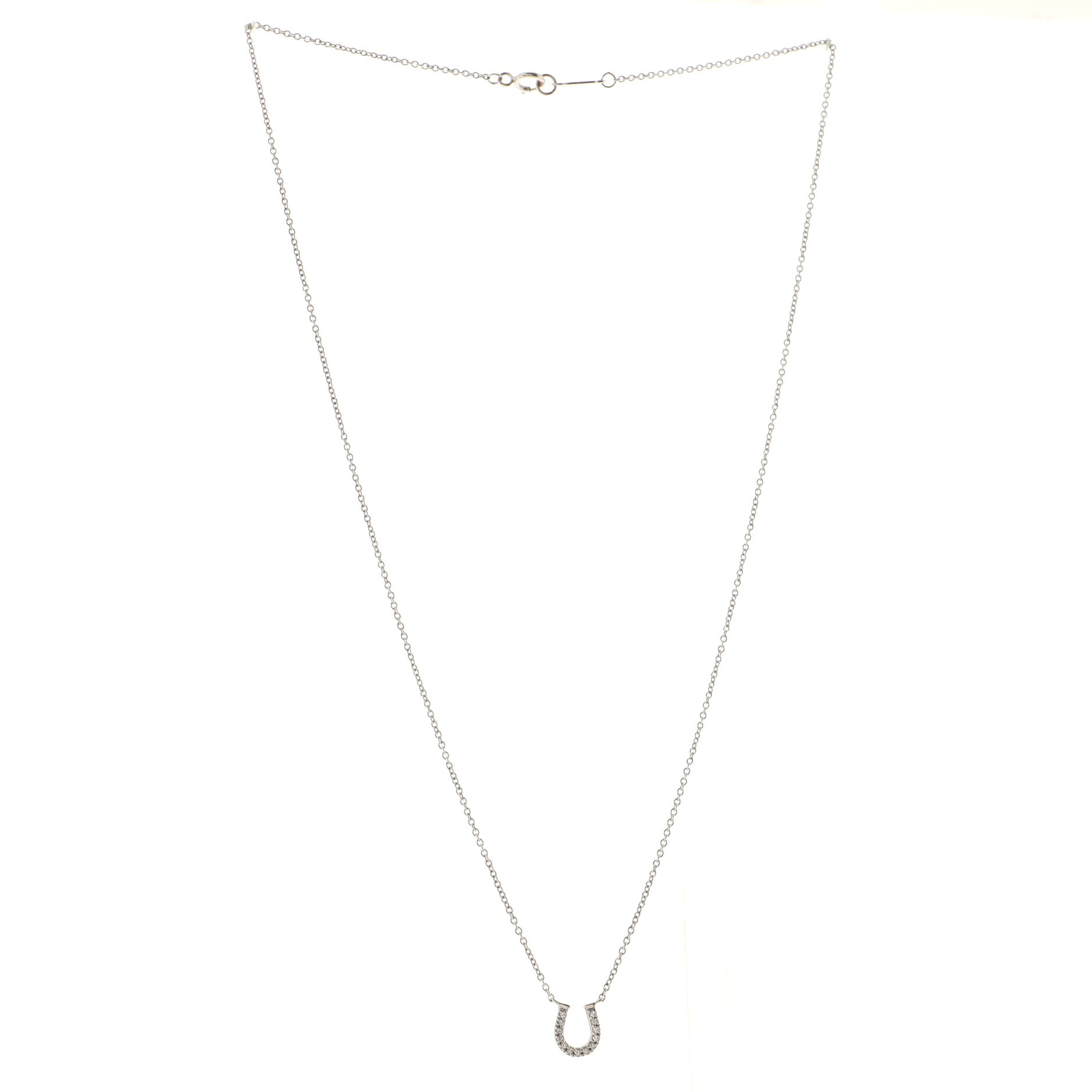 Metro Horseshoe Pendant Necklace 18K White Gold and Diamonds Mini