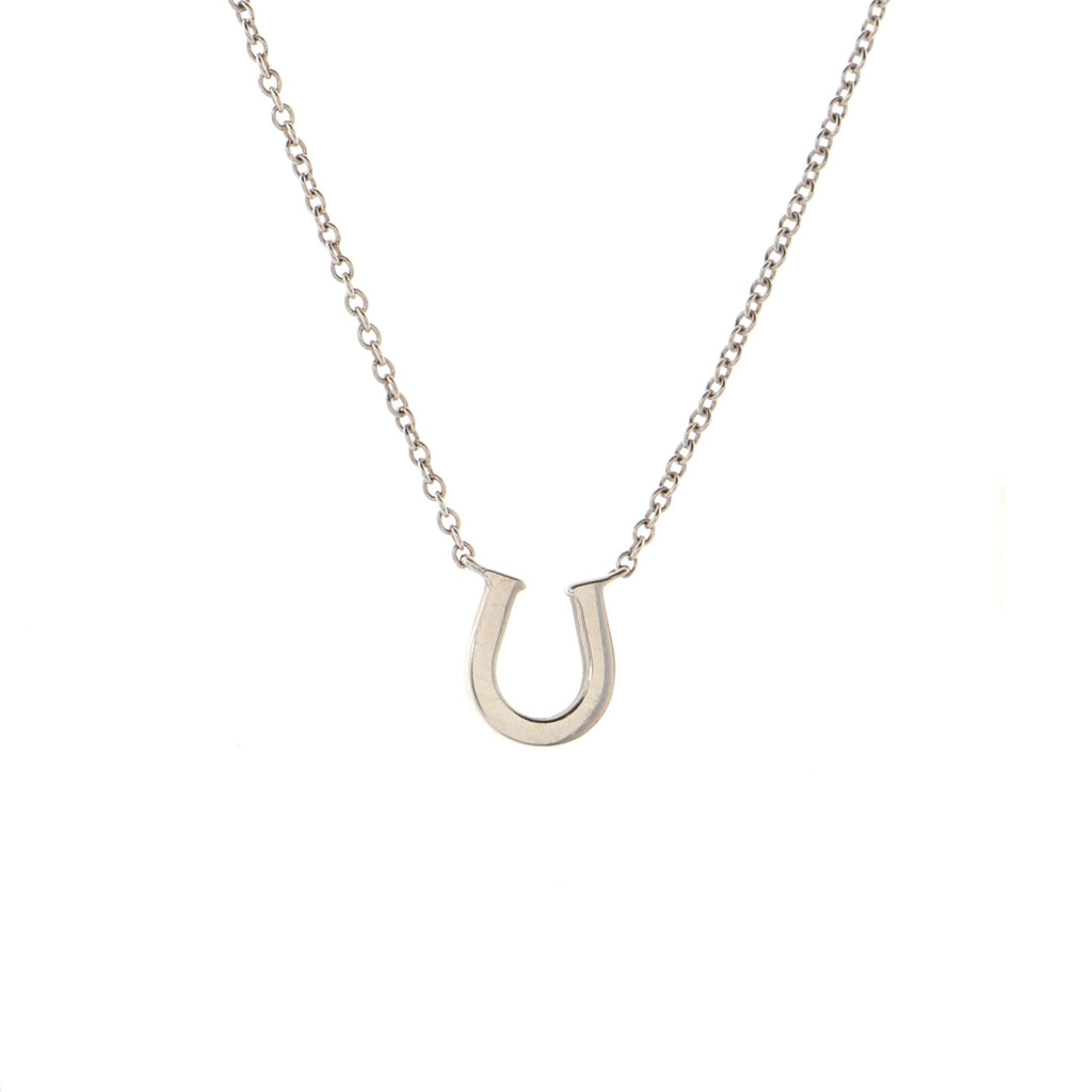 Metro Horseshoe Pendant Necklace 18K White Gold and Diamonds Mini