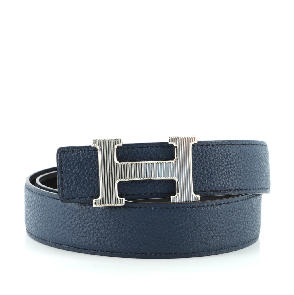 H Strie Buckle Reversible Belt Leather Medium 80