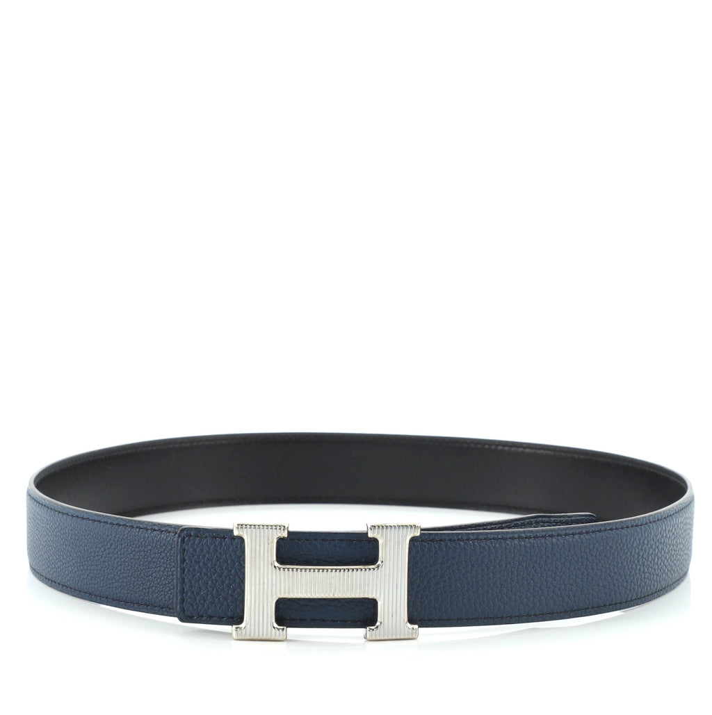 H Strie Buckle Reversible Belt Leather Medium 80