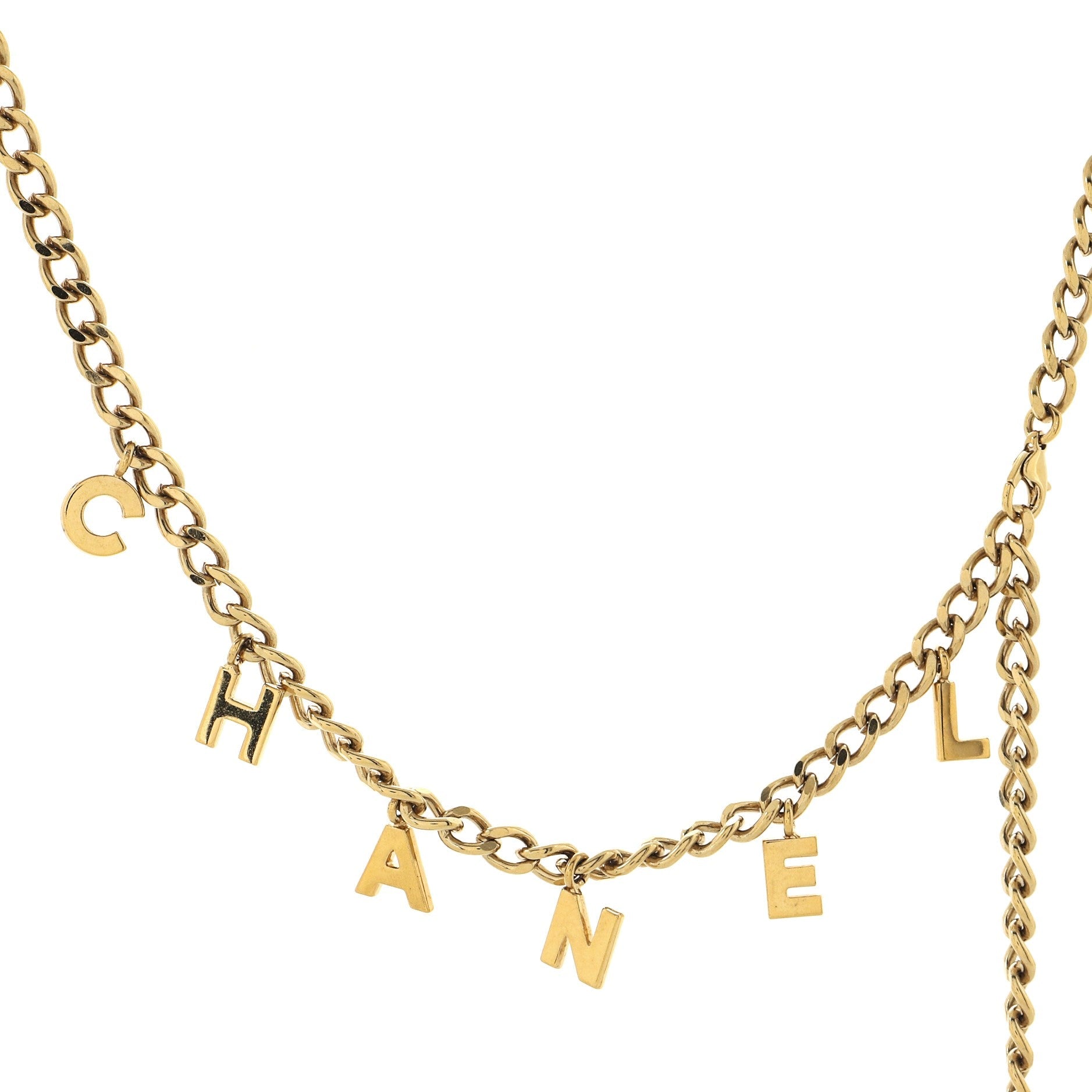 Letter Logo Charm Chain Belt Metal 85