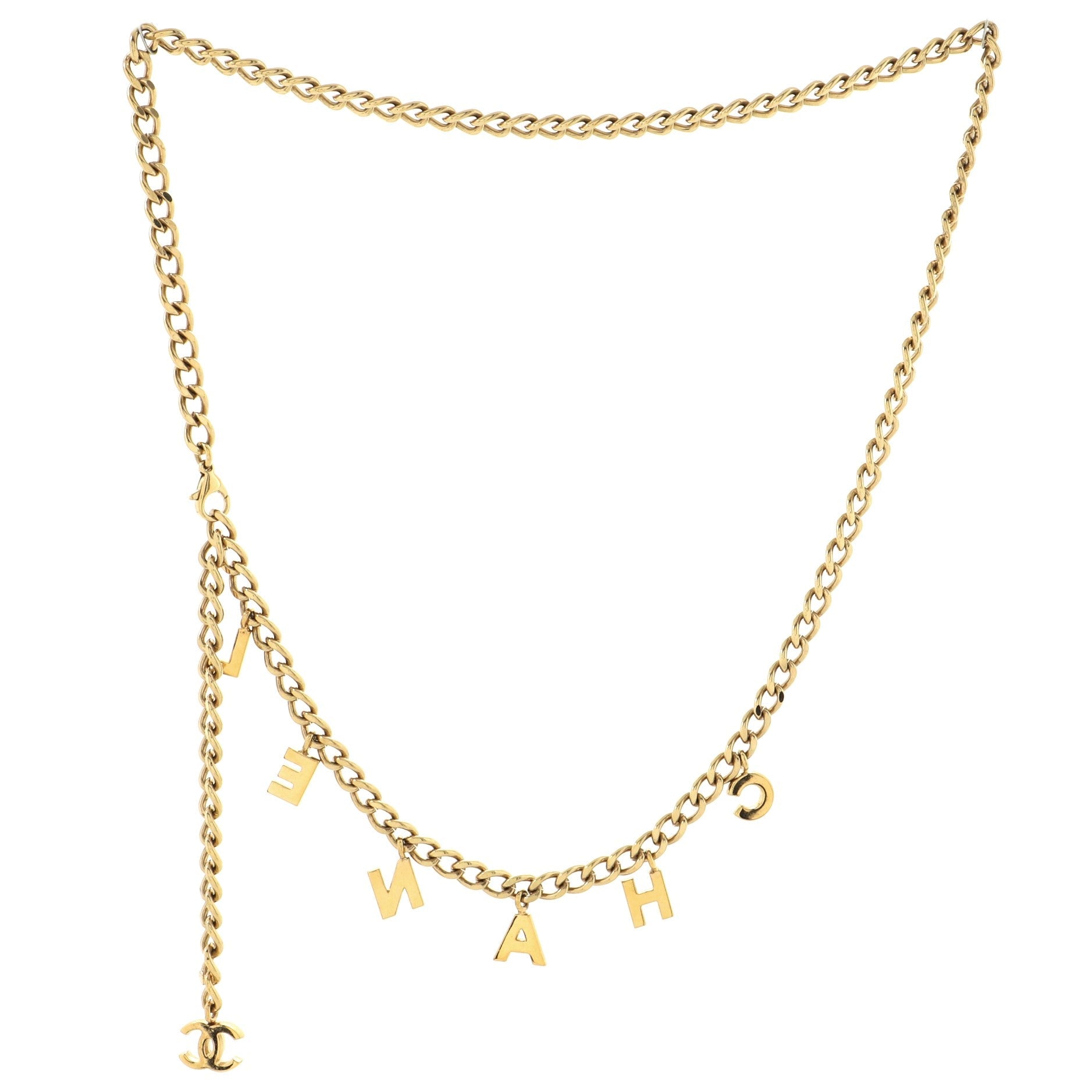 Letter Logo Charm Chain Belt Metal 85