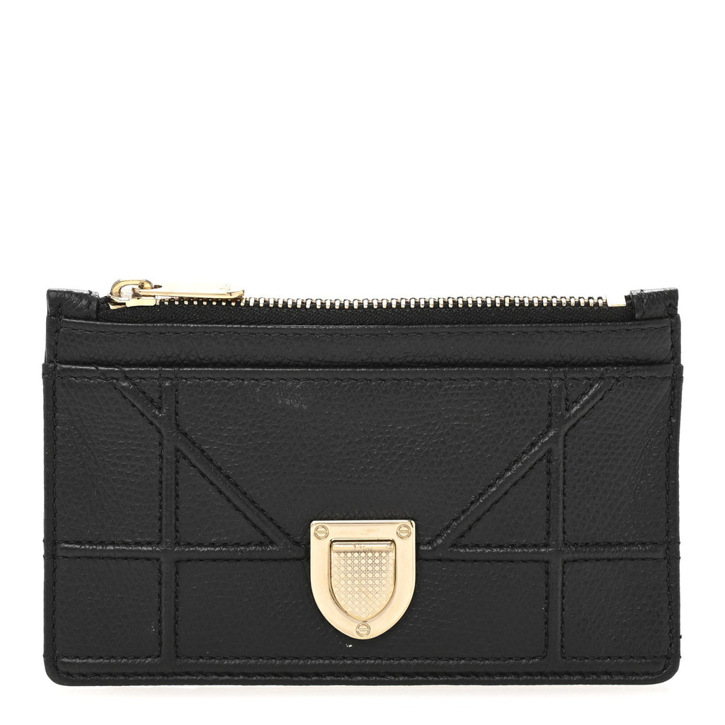 Grained Calfskin Cannage Diorama Wallet Black