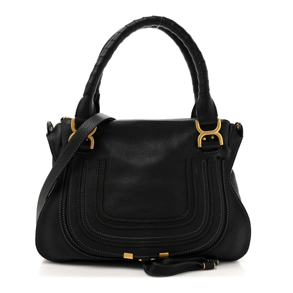 Calfskin Medium Marcie Satchel Black