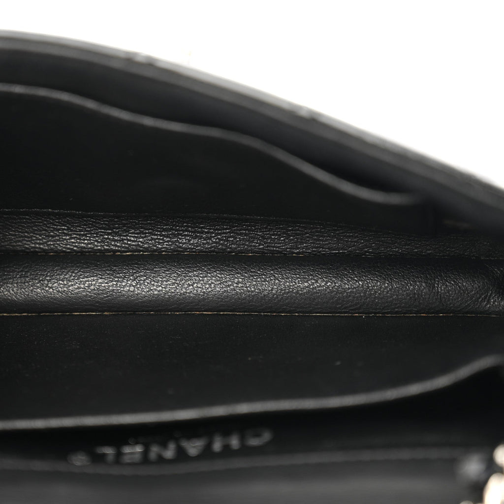 Patent Calfskin Quilted Extra Mini Rectangular Flap Black