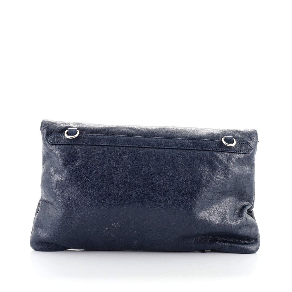 Classic Metallic Edge Envelope Strap Clutch Leather
