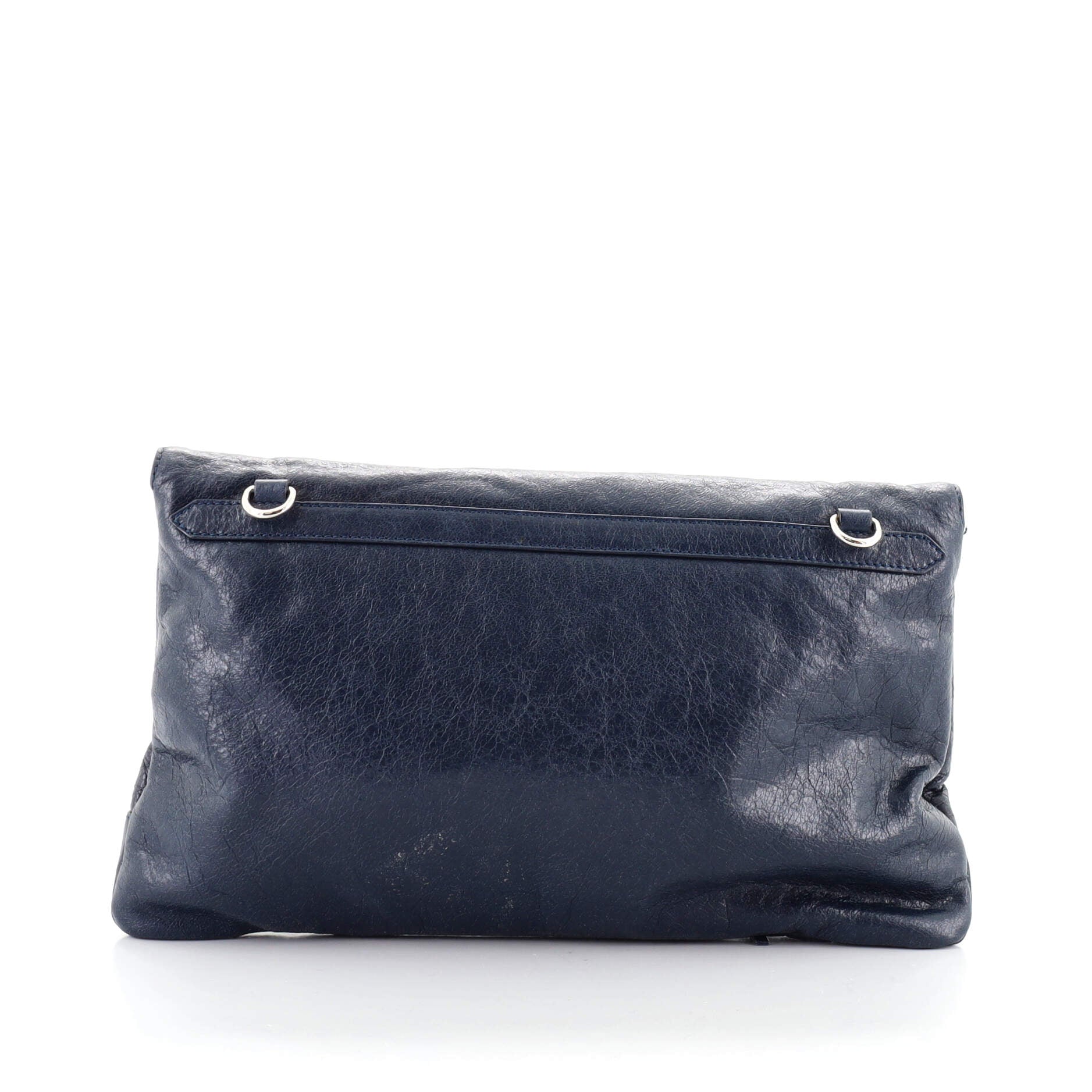 Classic Metallic Edge Envelope Strap Clutch Leather