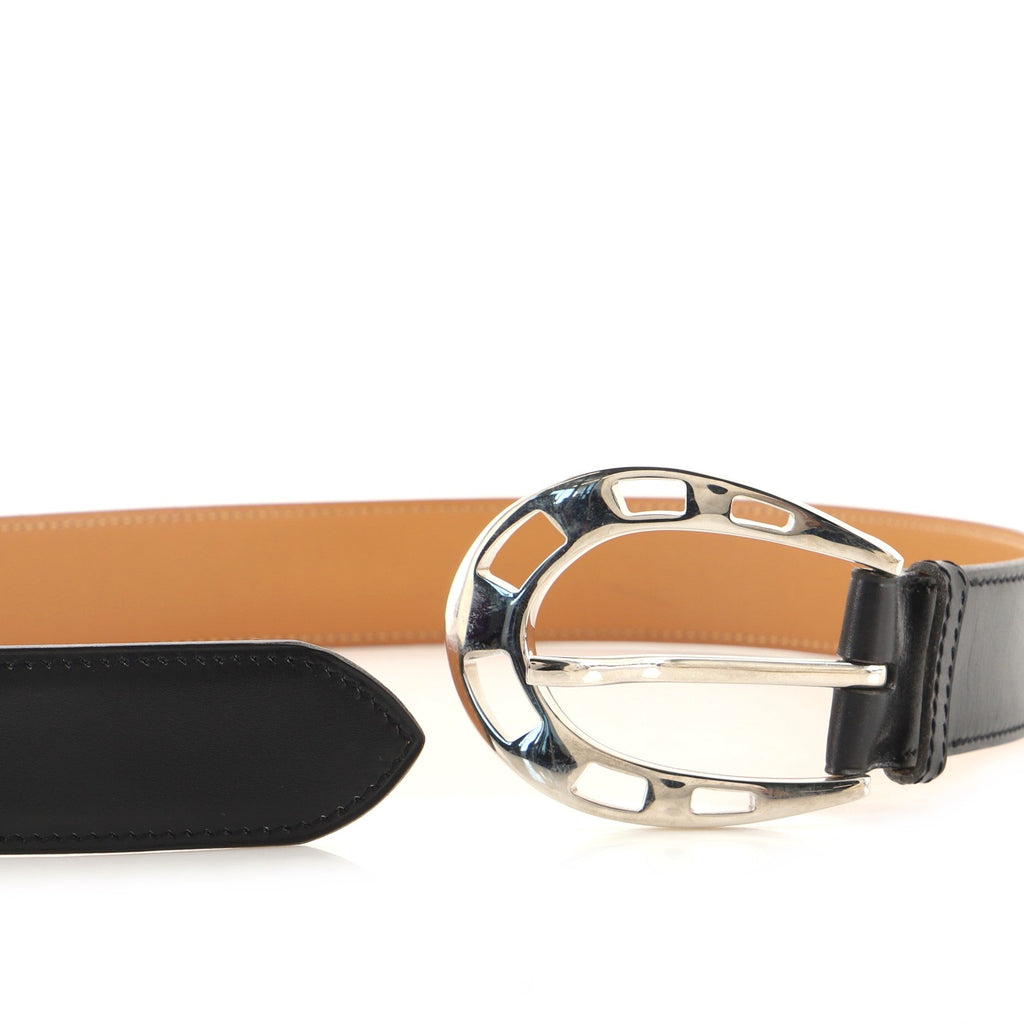Vintage Horseshoe Belt Metal and Leather Medium 80