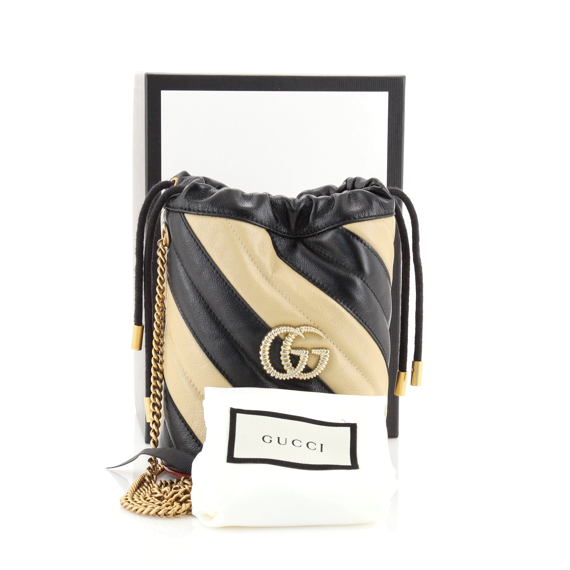 GG Marmont Bucket Bag Diagonal Quilted Leather Mini