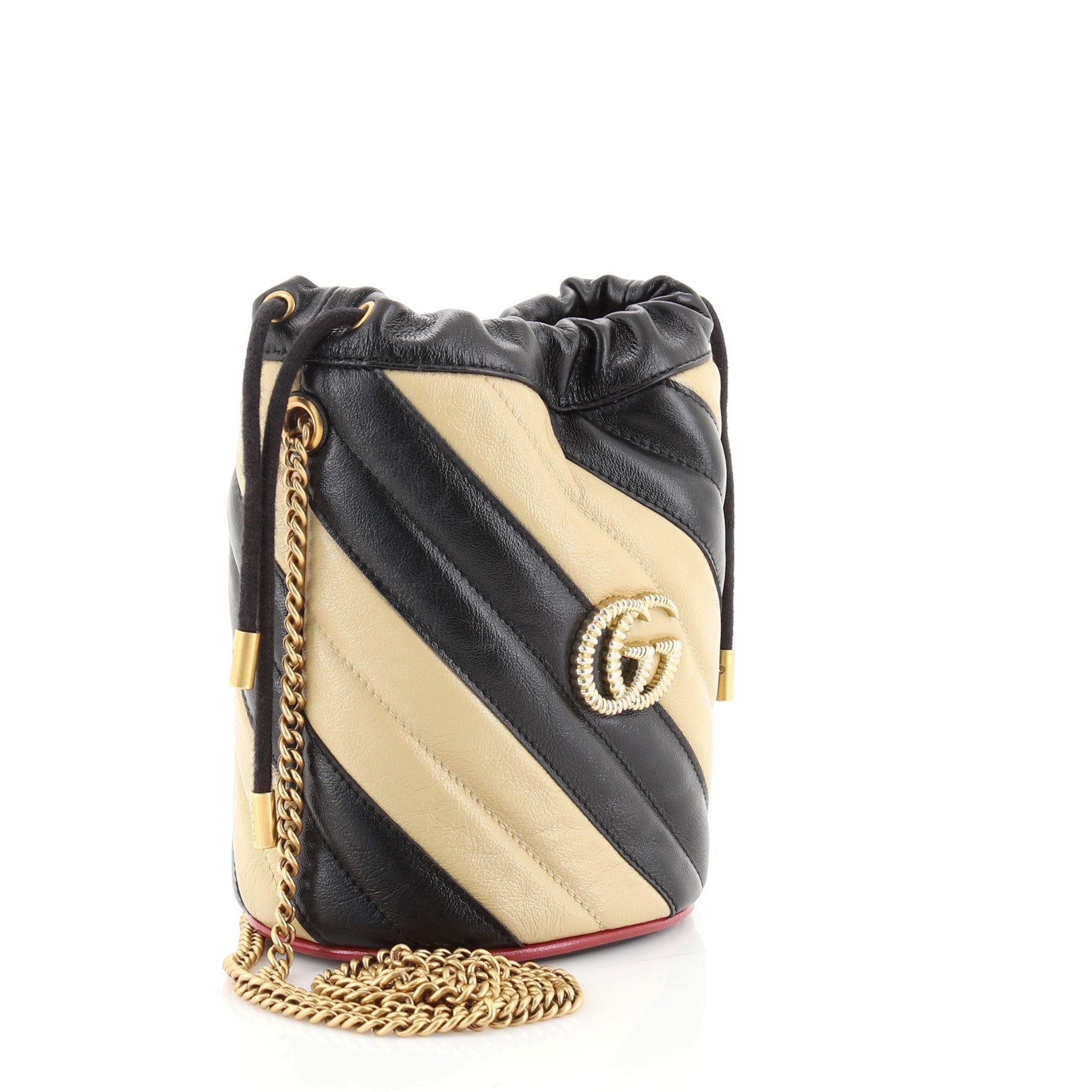 GG Marmont Bucket Bag Diagonal Quilted Leather Mini