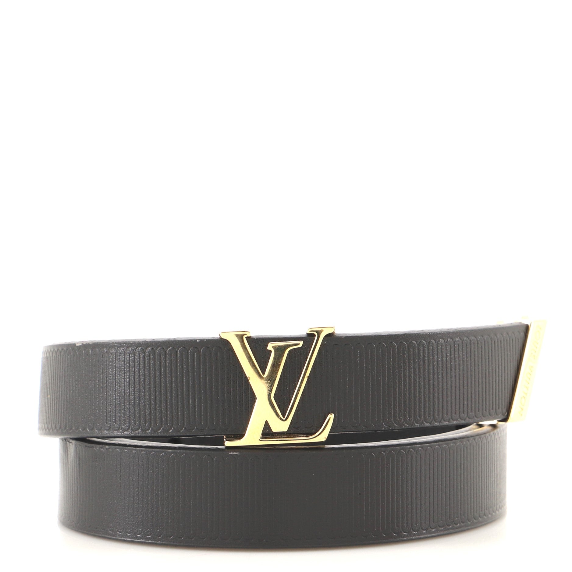 LV Initiales Belt Embossed Calfskin Thin 70