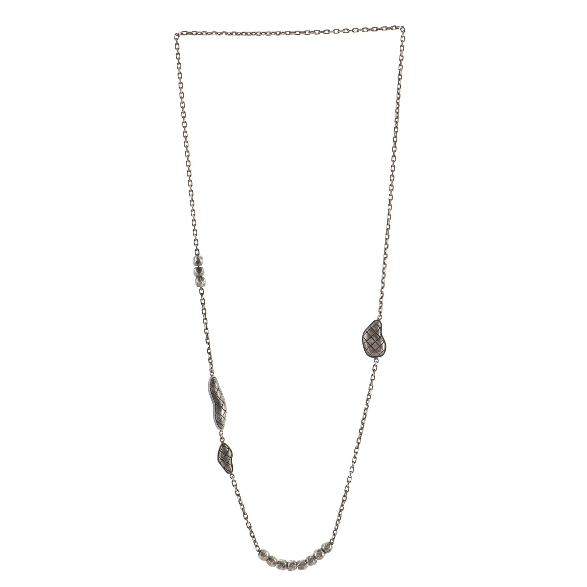 Long Necklace Embossed Metal Necklace