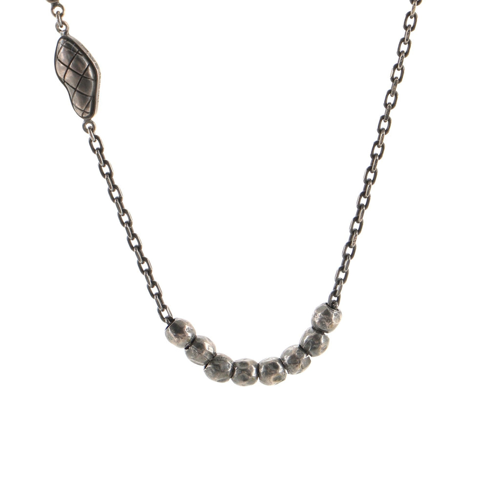 Long Necklace Embossed Metal Necklace