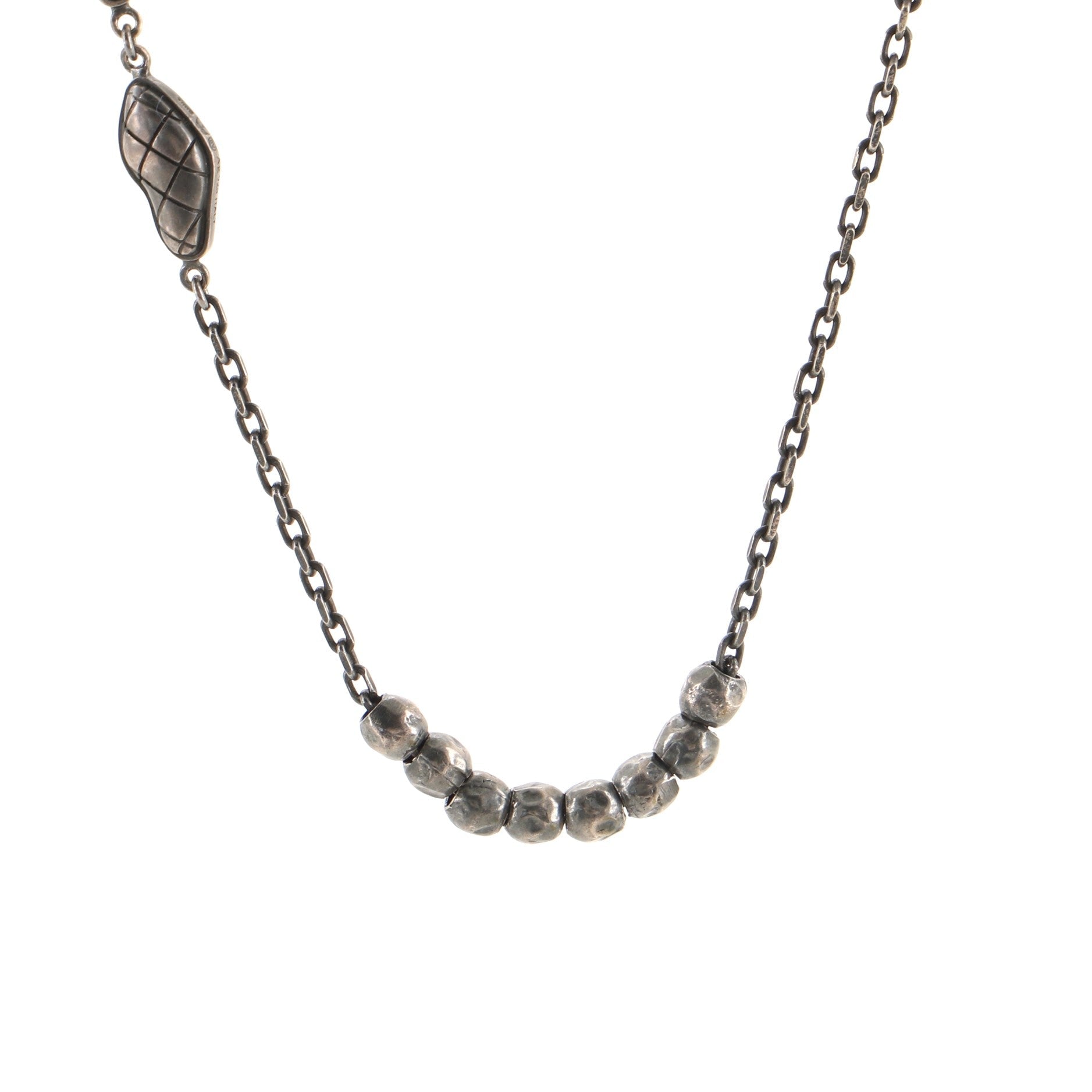 Long Necklace Embossed Metal Necklace