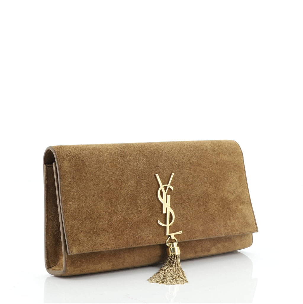 Classic Monogram Tassel Clutch Suede Long