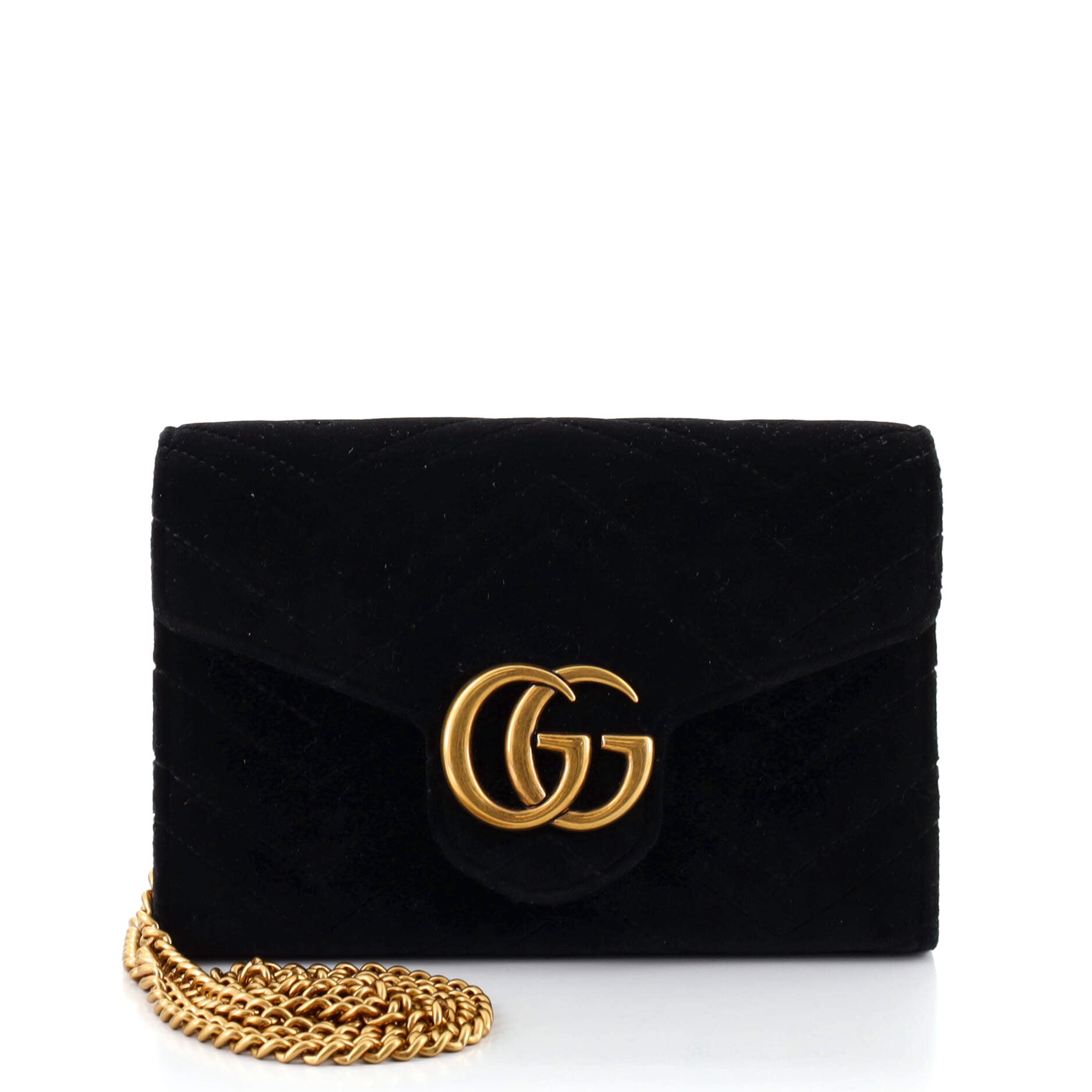 GG Marmont Chain Wallet Matelasse Velvet Mini