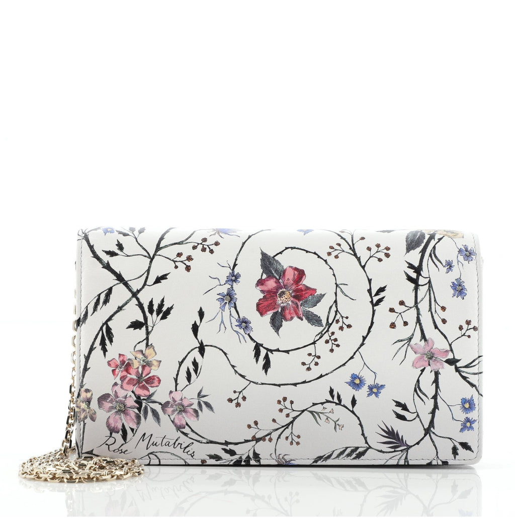 Toile De Jouy Clutch with Chain Printed Leather