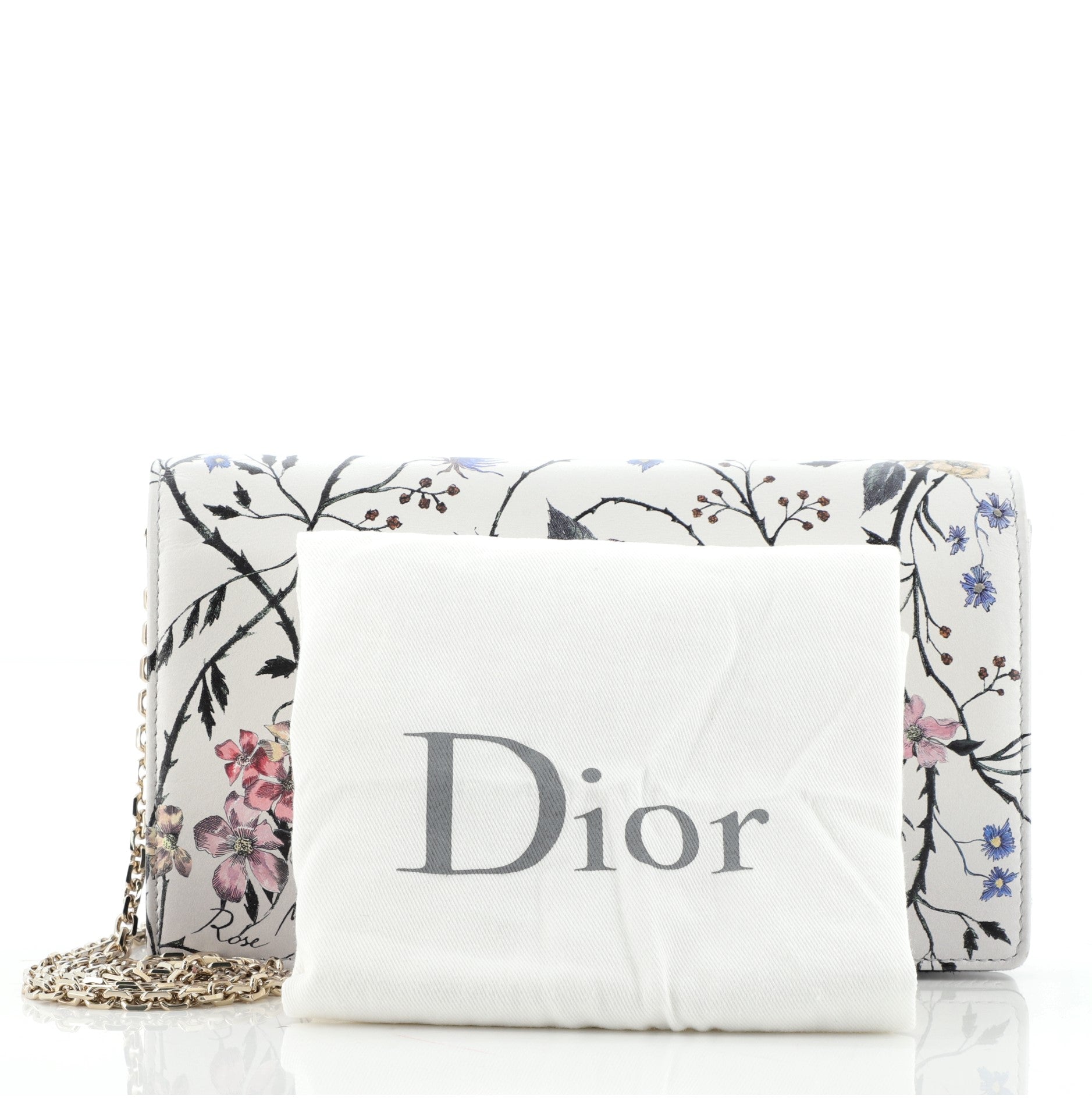 Toile De Jouy Clutch with Chain Printed Leather