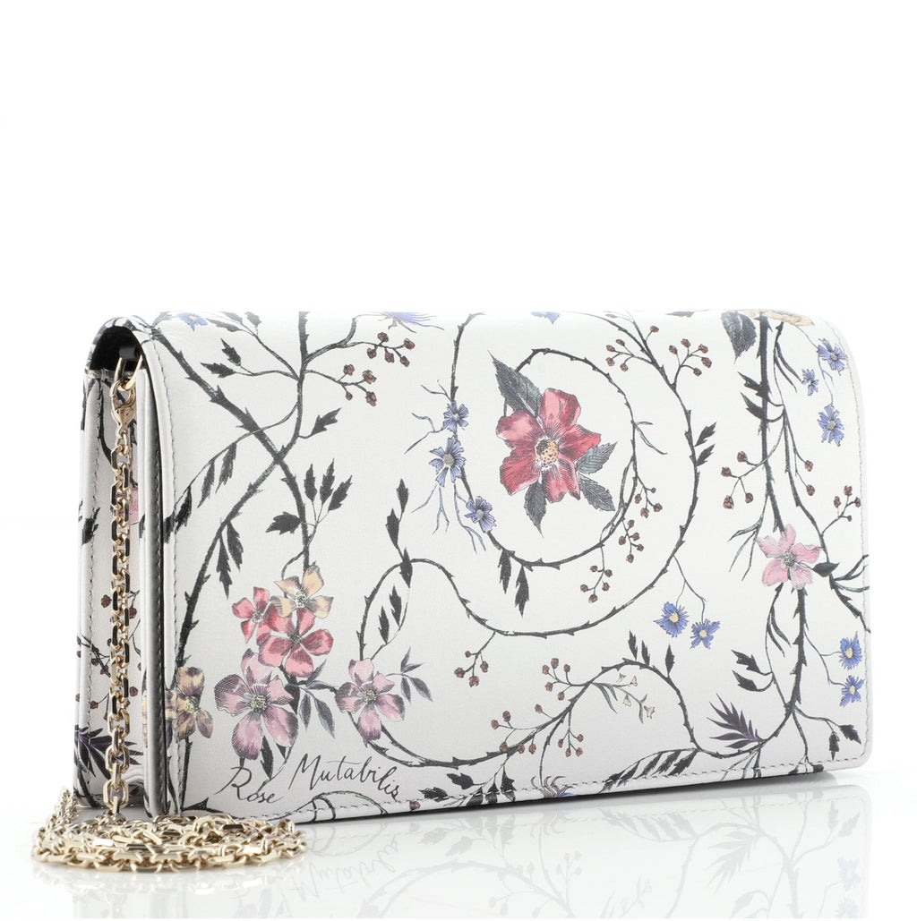 Toile De Jouy Clutch with Chain Printed Leather