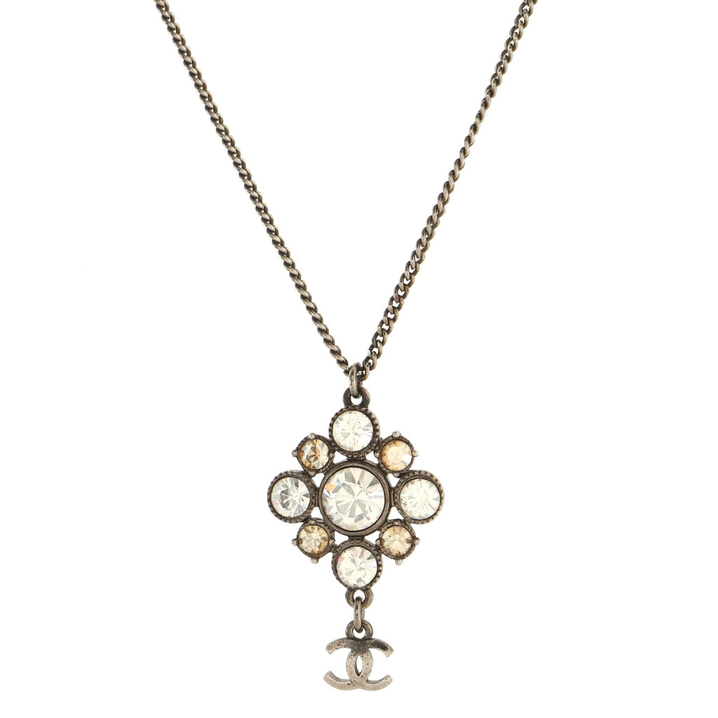 CC Cluster Pendant Necklace Crystal Embellished Metal