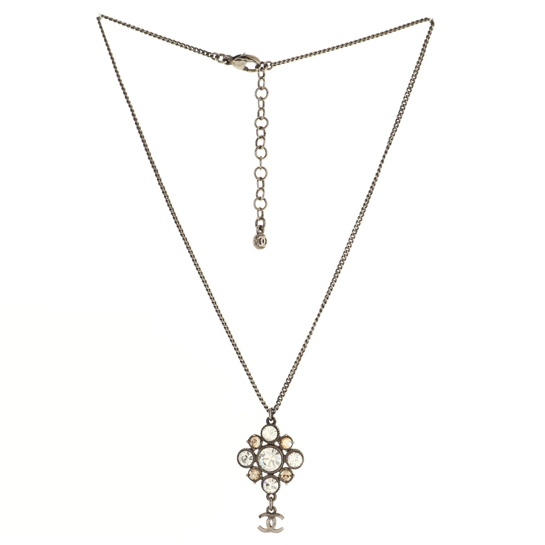 CC Cluster Pendant Necklace Crystal Embellished Metal
