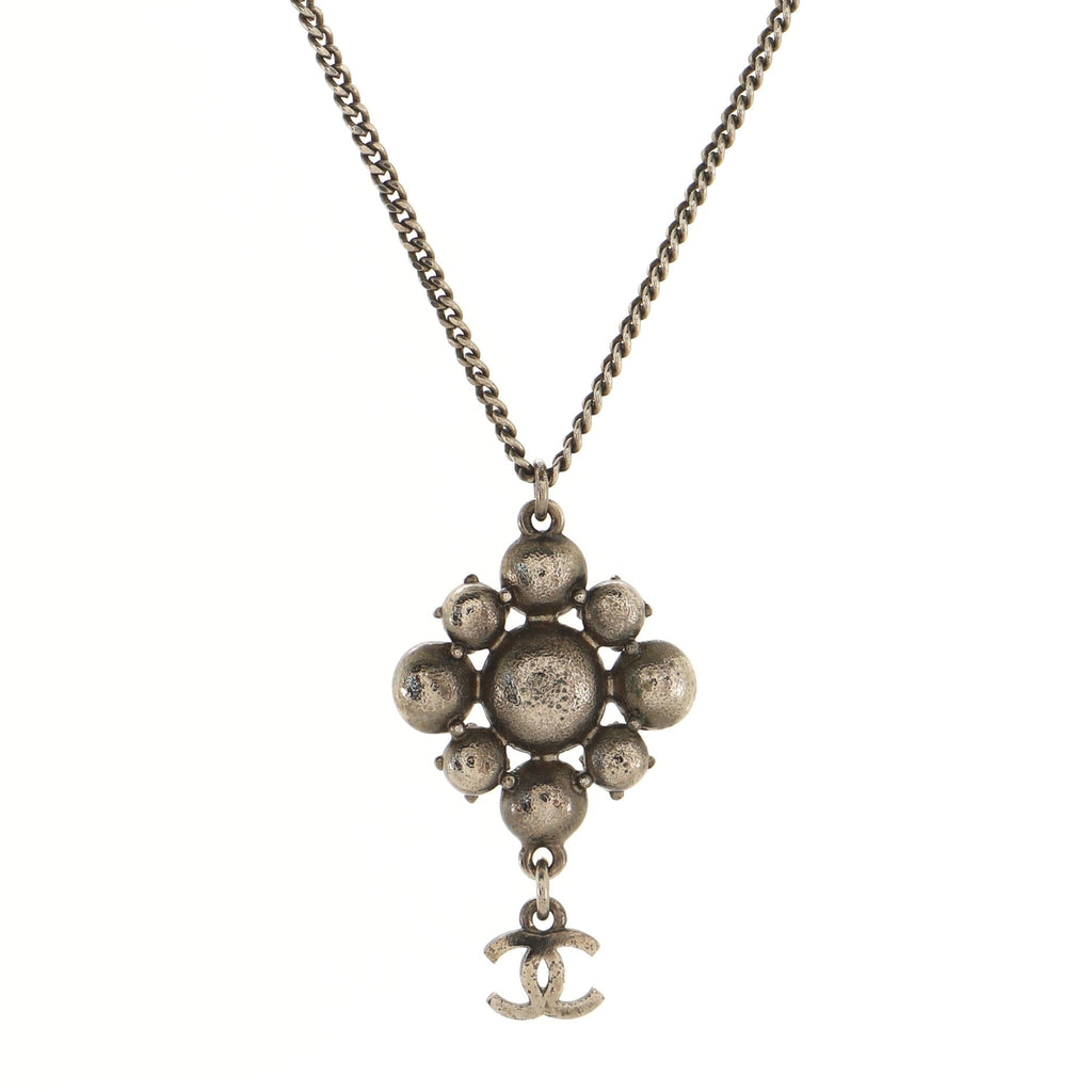 CC Cluster Pendant Necklace Crystal Embellished Metal