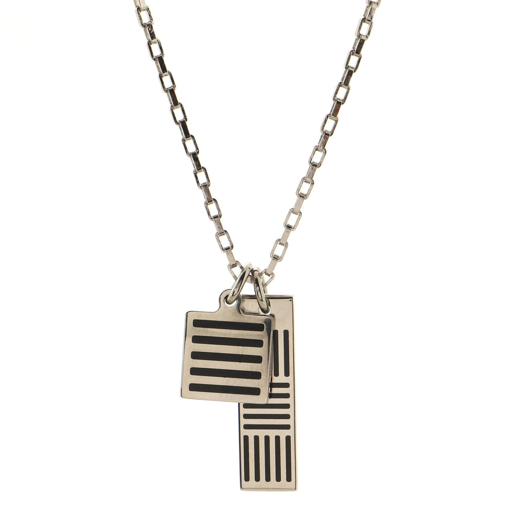 Damier Black Necklace Metal and Enamel