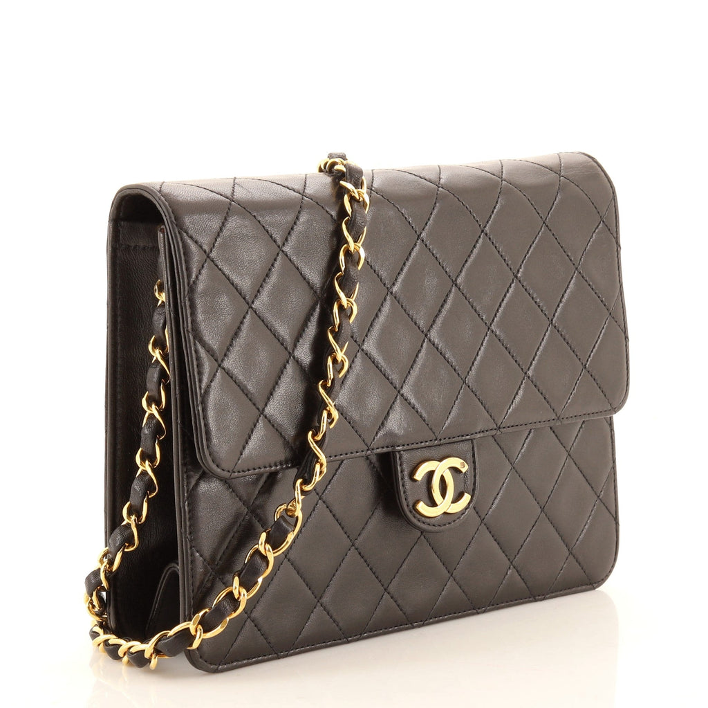 Vintage Clutch with Chain Quilted Leather Small